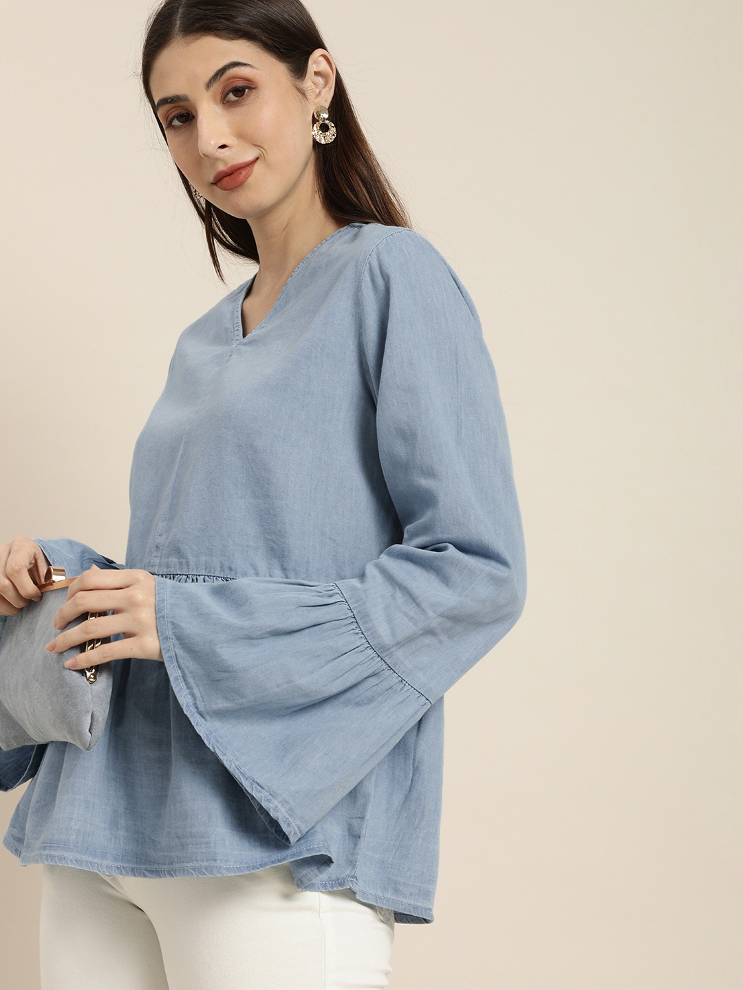 

all about you Blue Denim A-Line Top