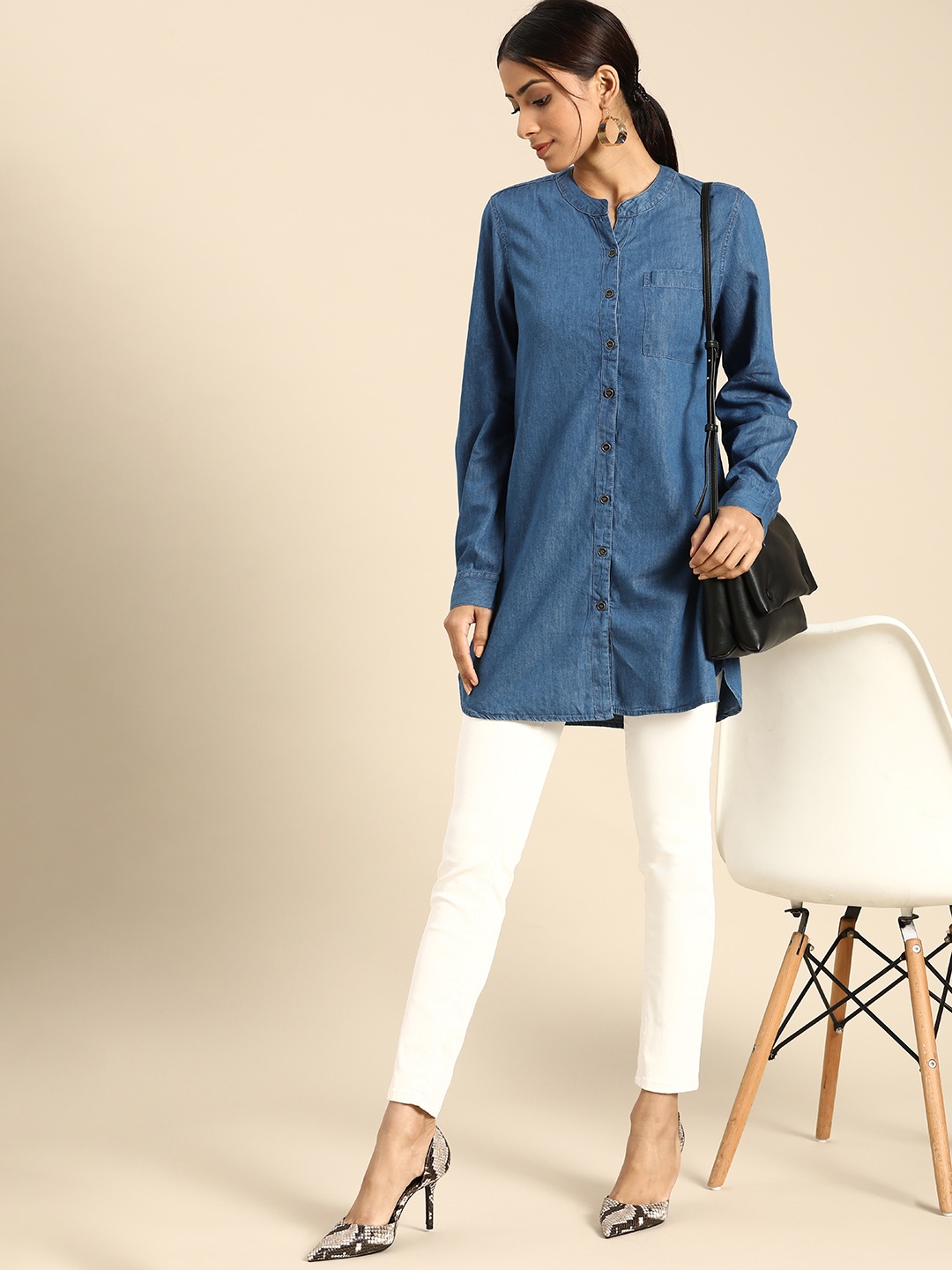 

all about you Women Blue Solid A-Line Top