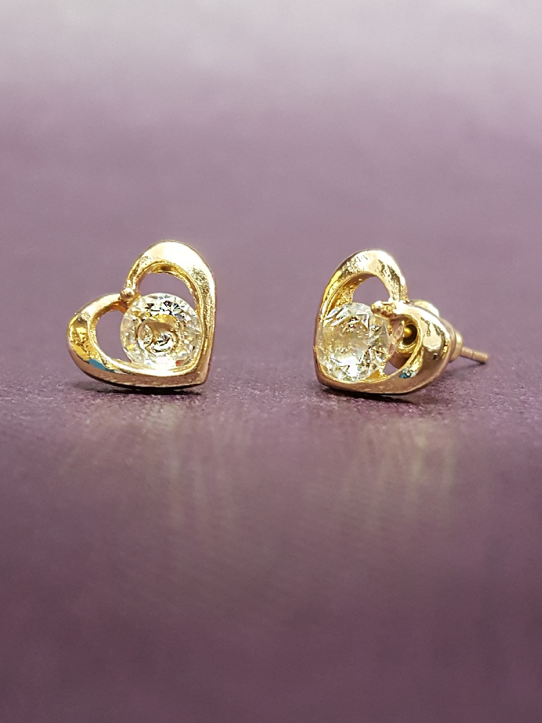 

OOMPH Gold-Toned Cubic Zirconia Heart Shaped Studs