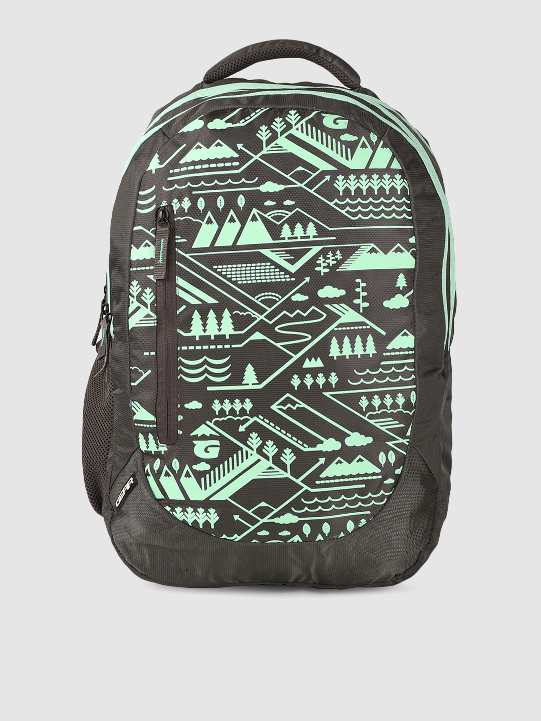 

Gear Unisex Grey & Mint Green Printed Laptop Backpack