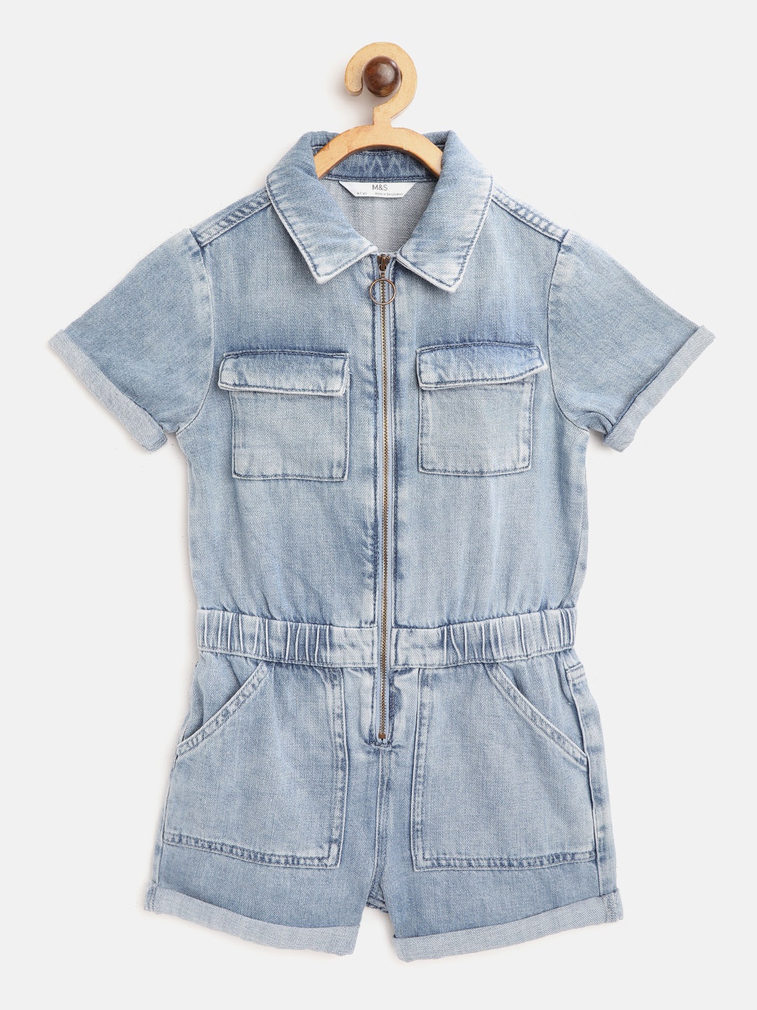 

Marks & Spencer Girls Blue Cotton Washed Playsuit