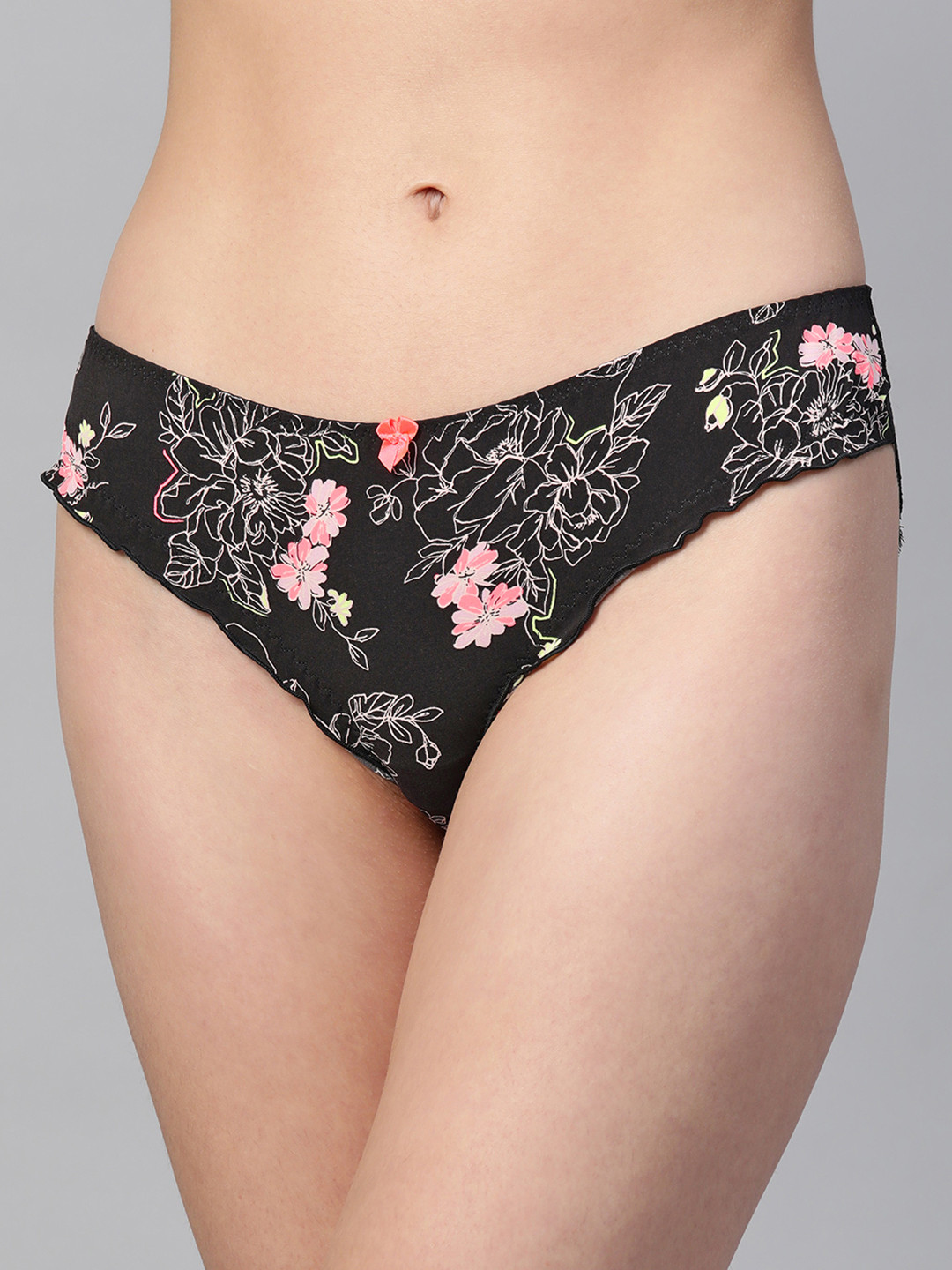 

Marks & Spencer Women Black & Pink Printed Lace Bikini Briefs T817732JBLACK MIX-BLACK MIX