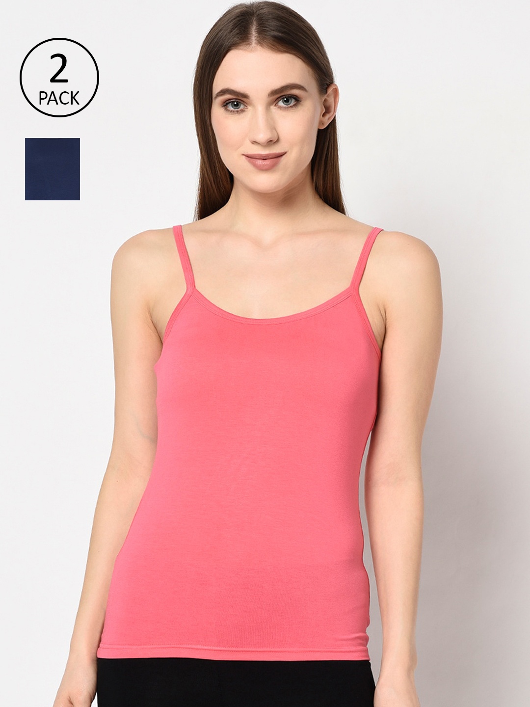 

Espresso Women Pack Of 2 Solid Camisoles, Pink