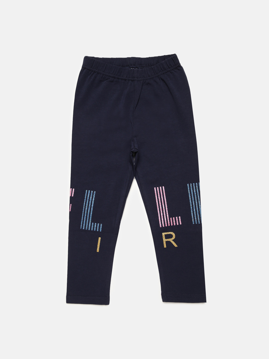 

ELLE Girls Navy Blue & Pink Printed Ankle-Length Leggings