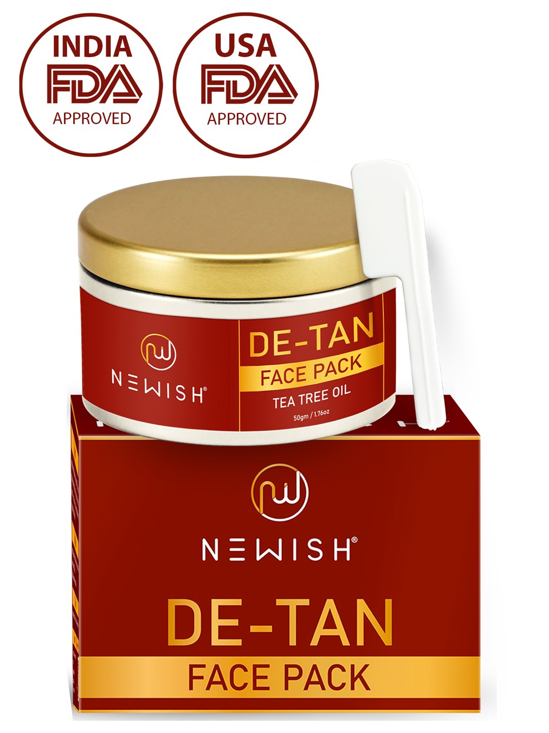 

NEWISH De Tan Face Pack - 50 g, White