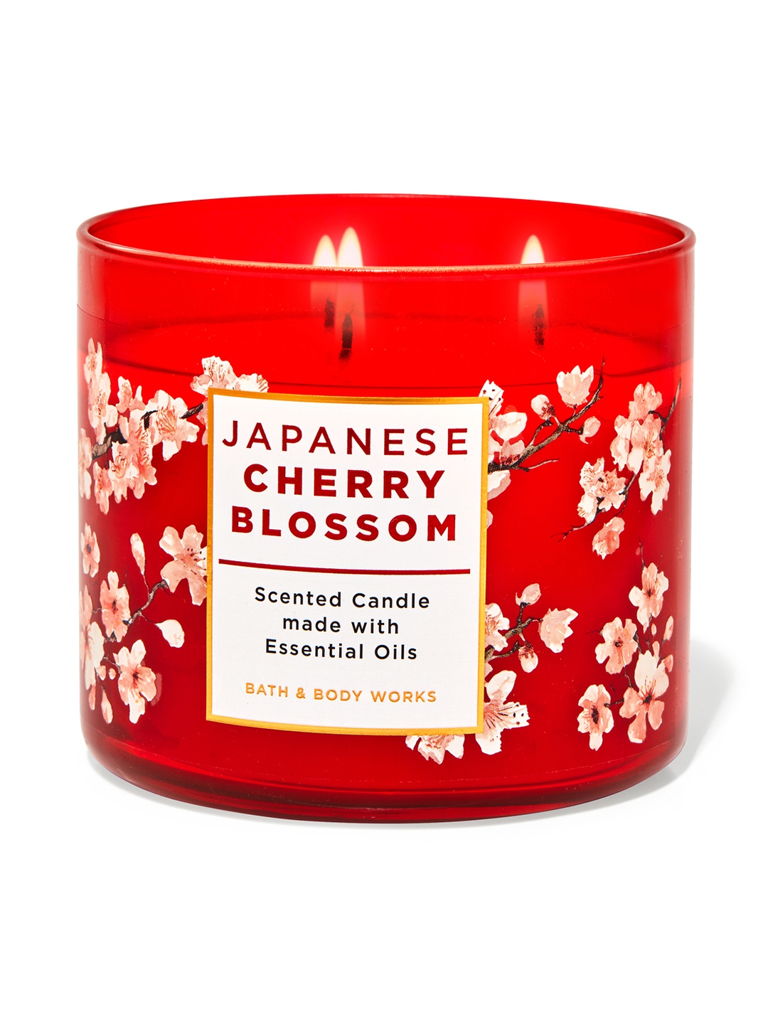 

Bath & Body Works Japanese Cherry Blossom 3-Wick Scented Candle, 411g, Red