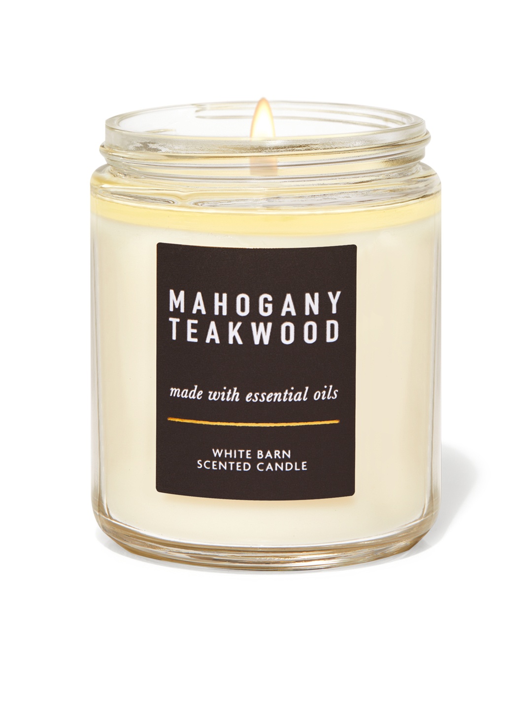 

Bath & Body Works Mahogany Teakwood White Barn Single Wick Scented Candle, 198g, Cream