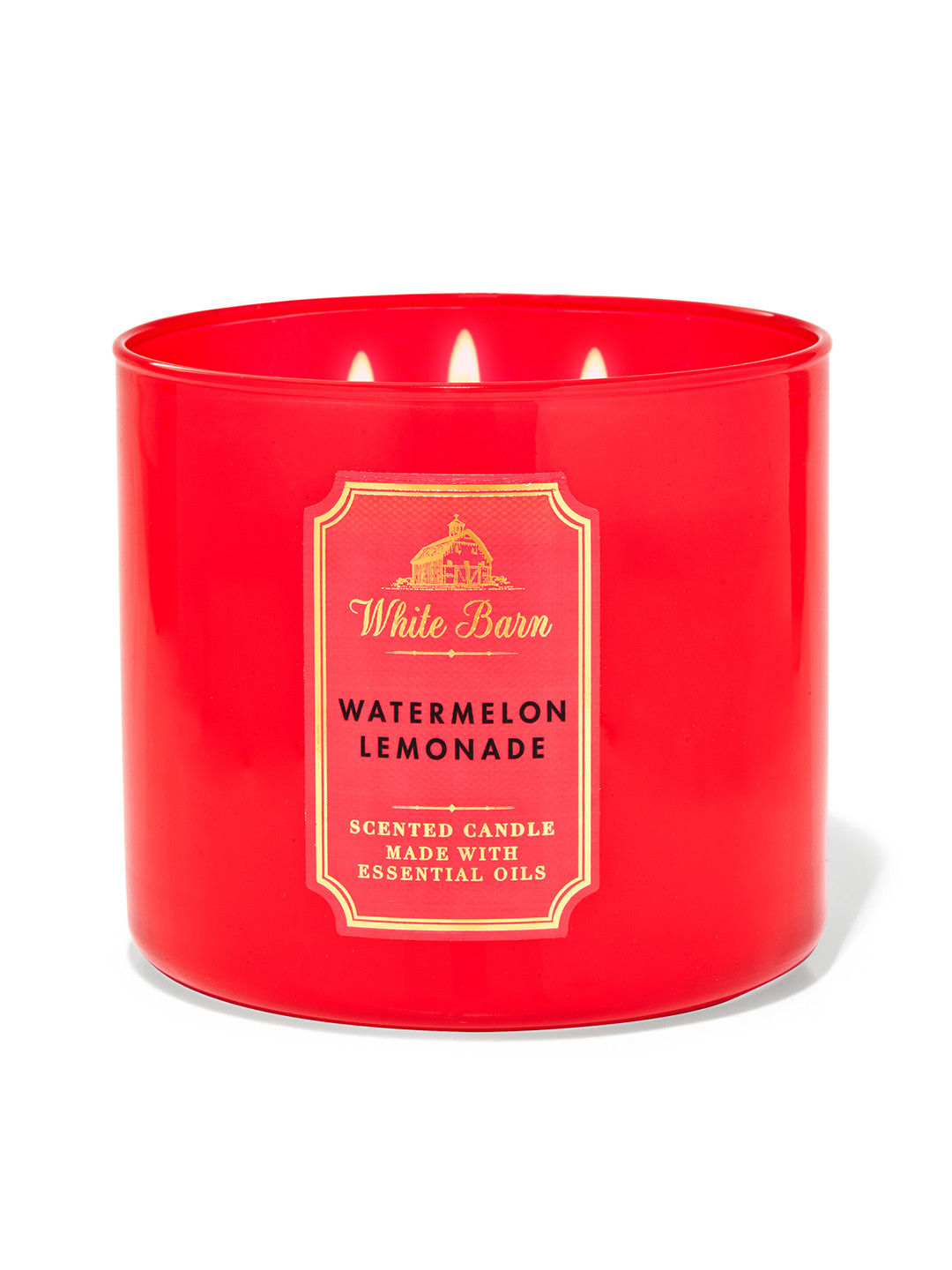 

Bath & Body Works Watermelon Lemonade 3-Wick Candle Scented Candle, 411g, Red