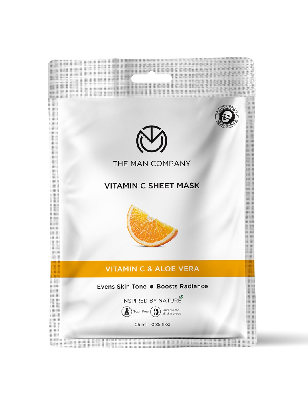 

THE MAN COMPANY Vitamin C Beard Friendly Face Sheet Mask Hyaluronic Acid & Lemon, White