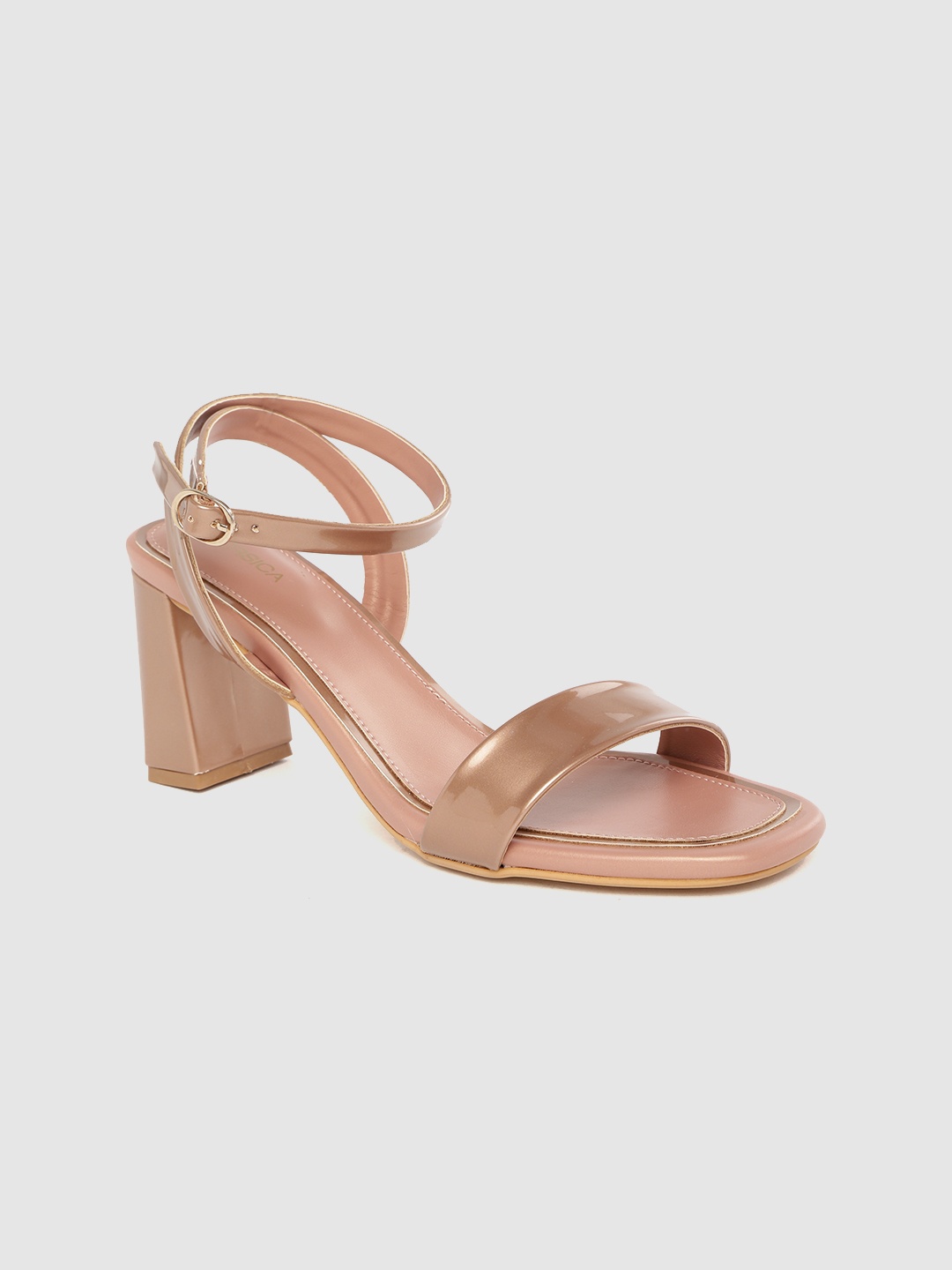 

CORSICA Women Rose Gold-Toned Solid Mid-Top Block Heels with Glossy Finish