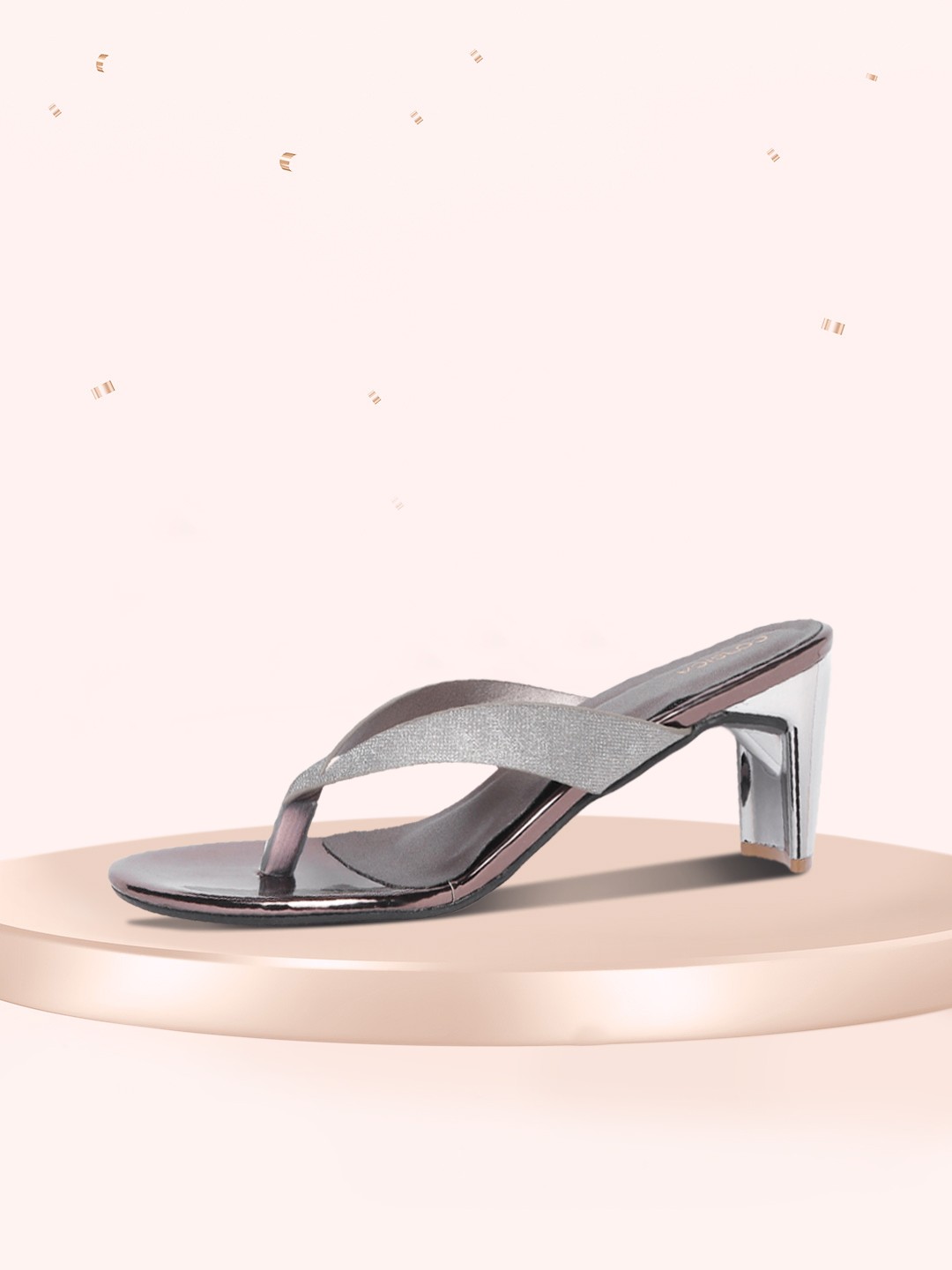 

CORSICA Silver-Toned Glitter Concave Block Heels