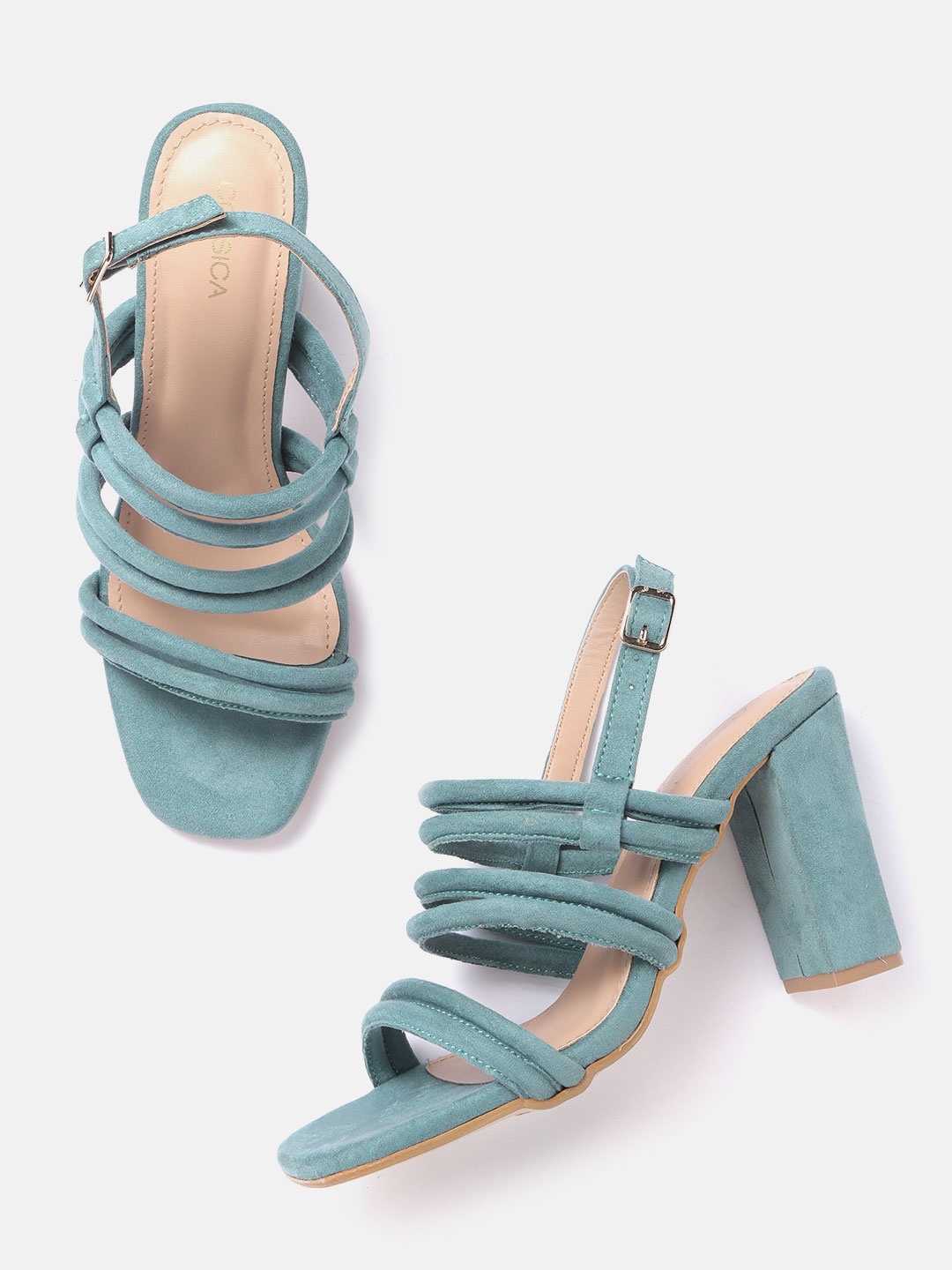 

CORSICA Women Green Solid Suede Finish Block Heels