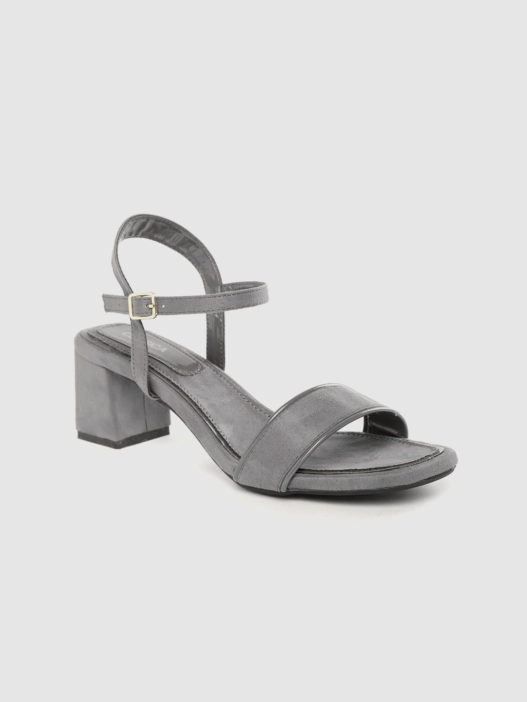 

CORSICA Grey Solid Open Toe Block Heels