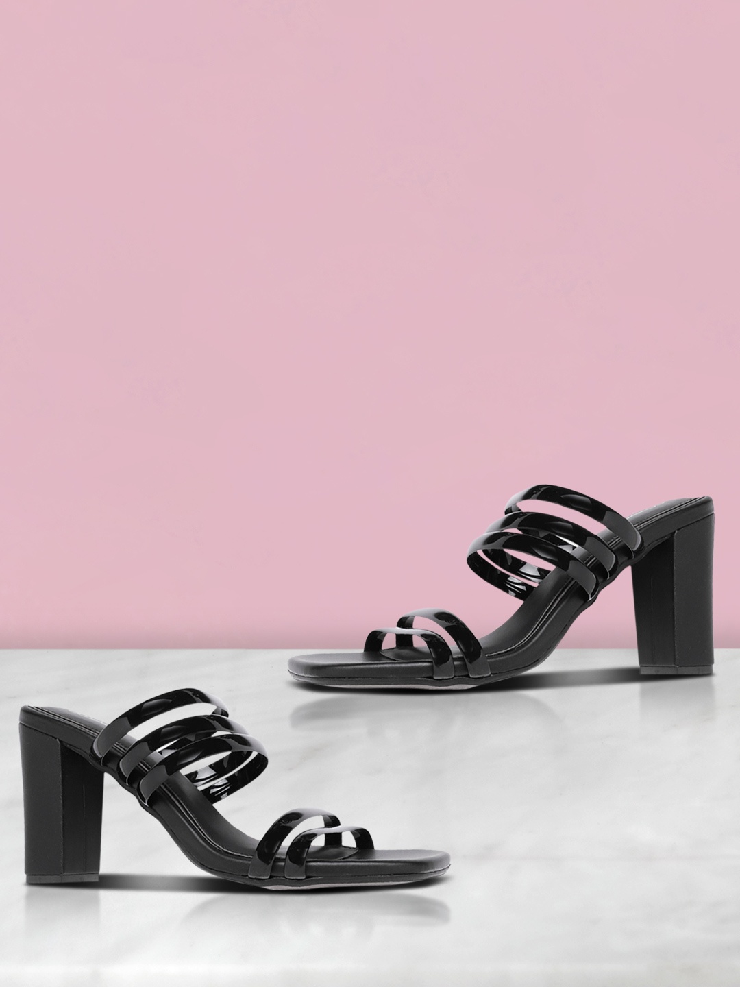 

CORSICA Women Black Solid Strappy Block Heels