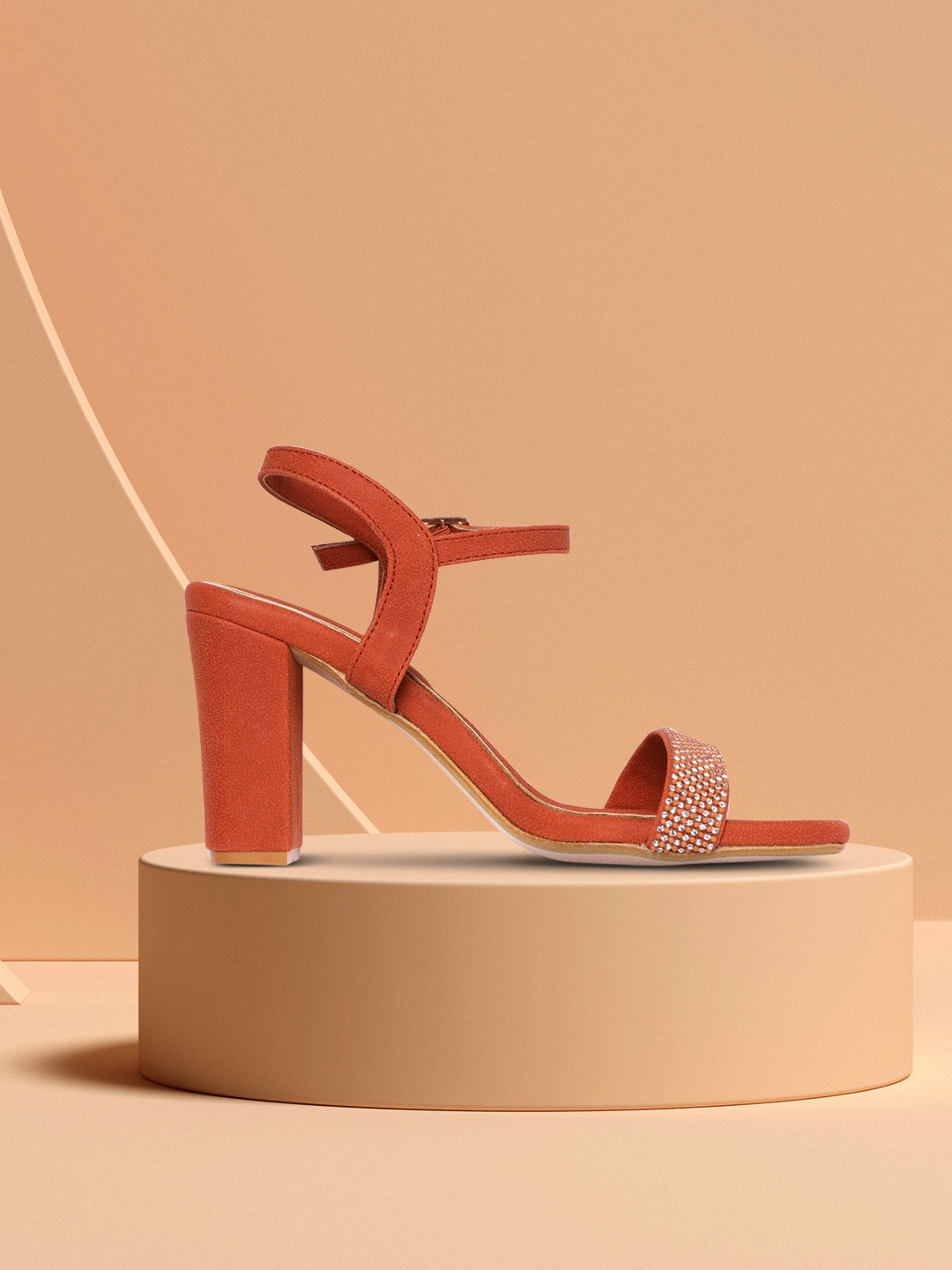 

CORSICA Women Rust Orange Embellished Block Heels