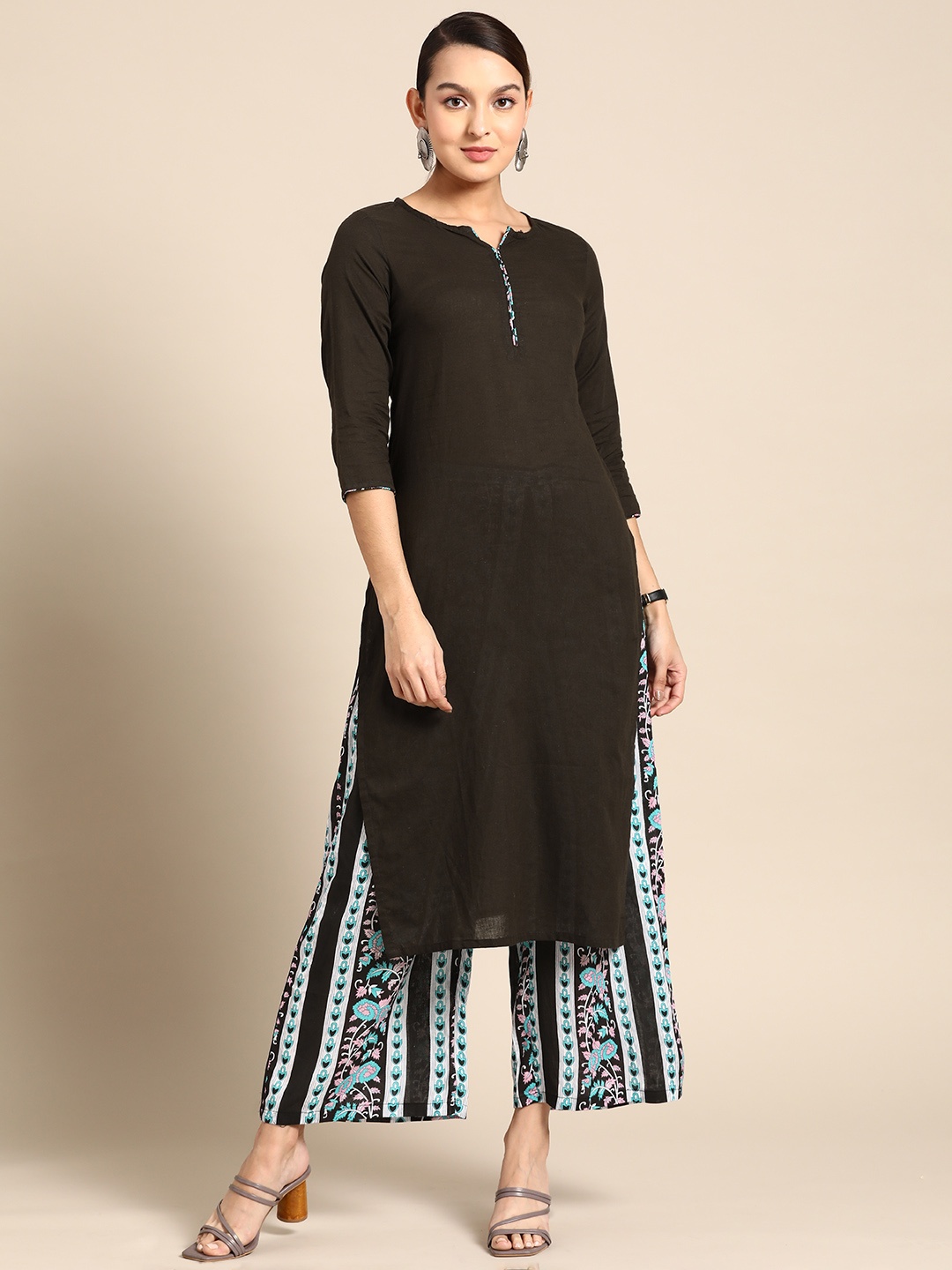 

Anouk Pure Cotton Kurta with Palazzos, Black