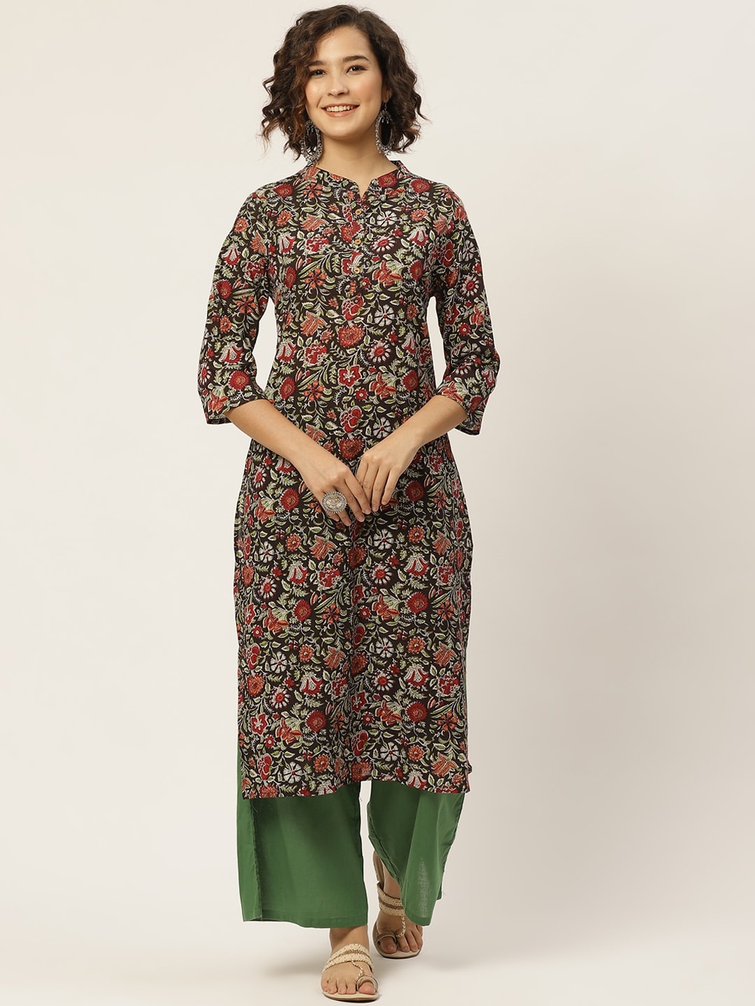 

Anouk Women Black & Maroon Ethnic Motifs Pure Cotton Printed Kurta