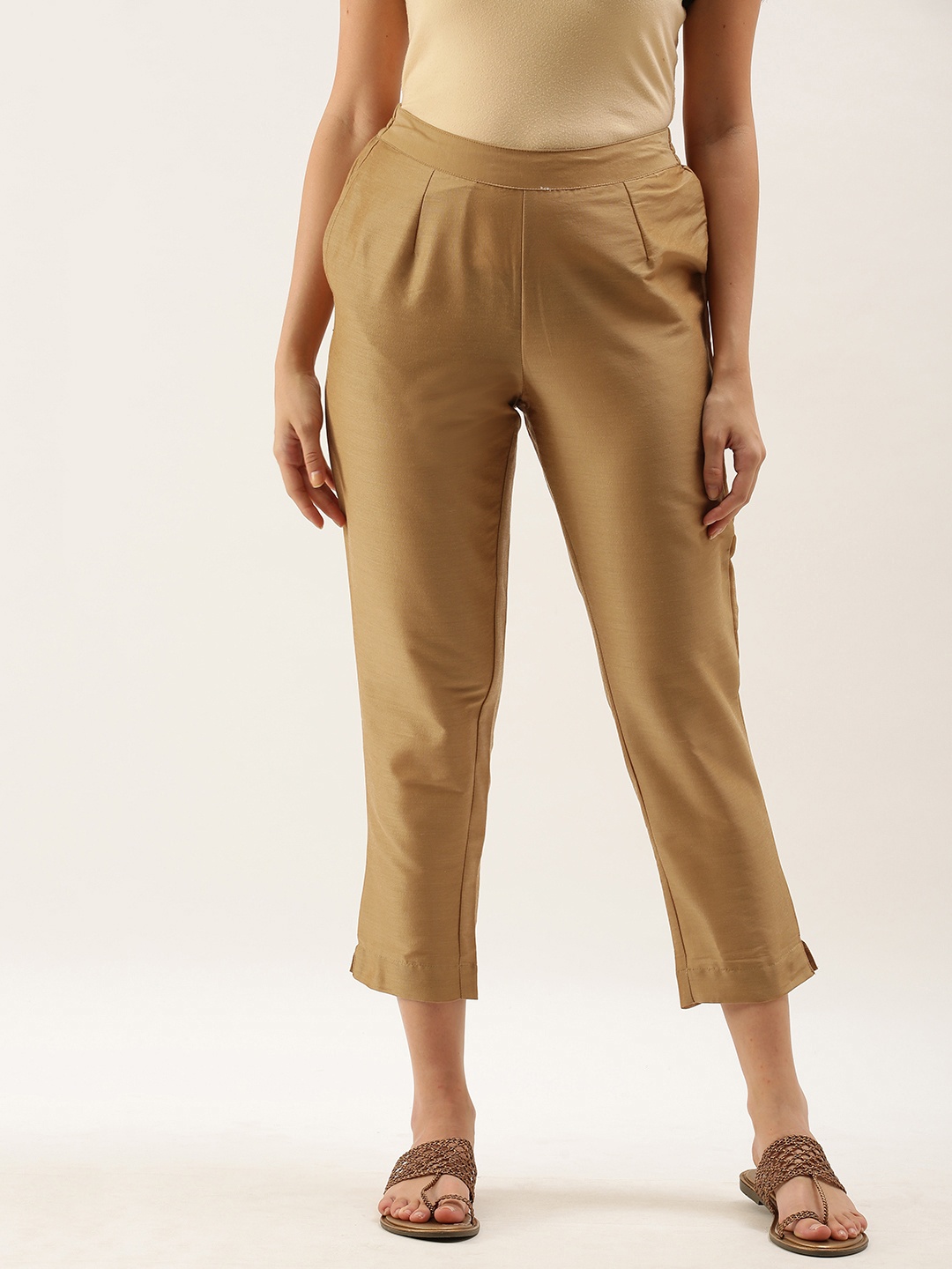

Anouk Women Gold-Toned Cigarette Trousers