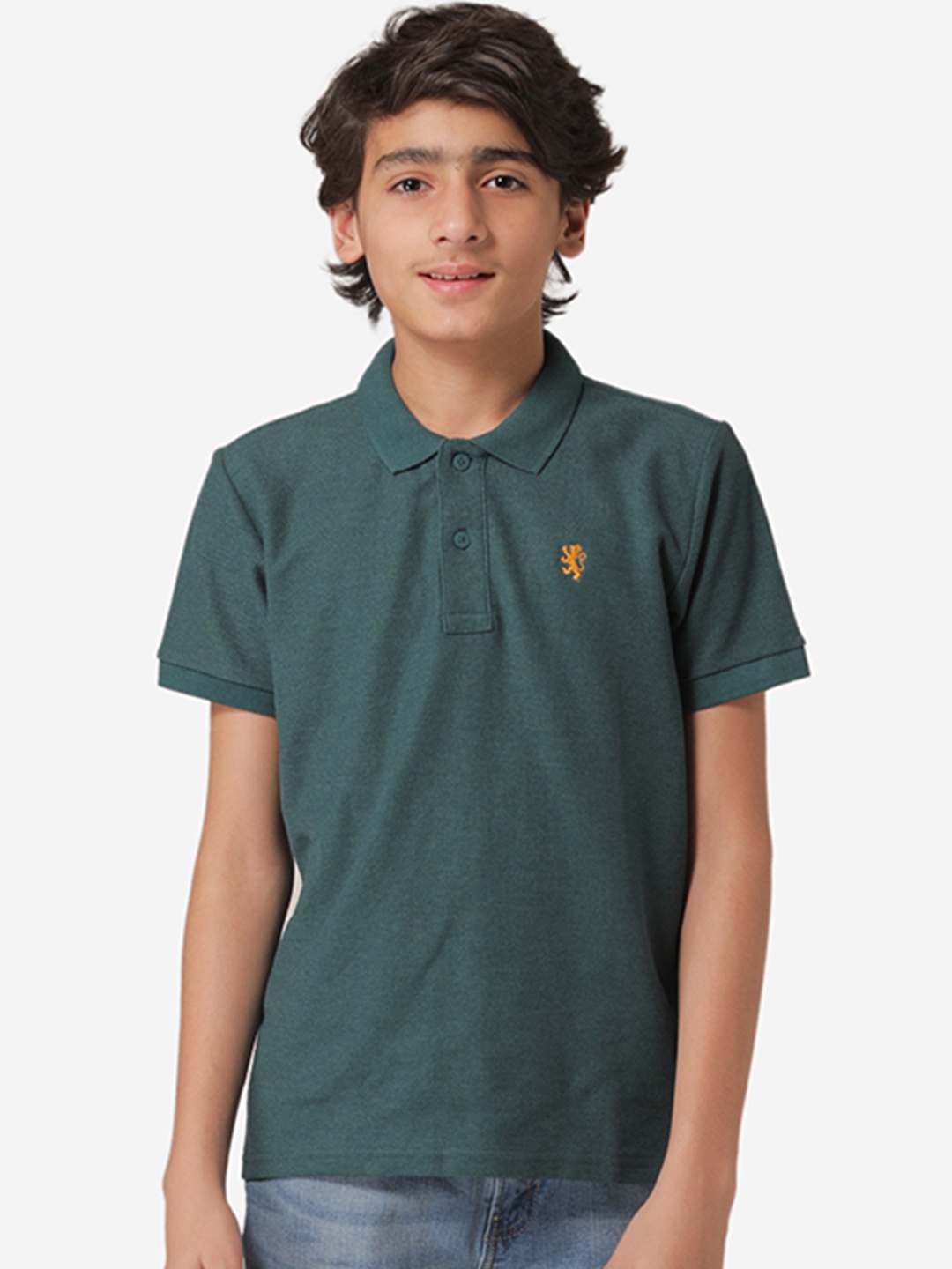 

Red Tape Boys Green Solid Polo Collar T-shirt