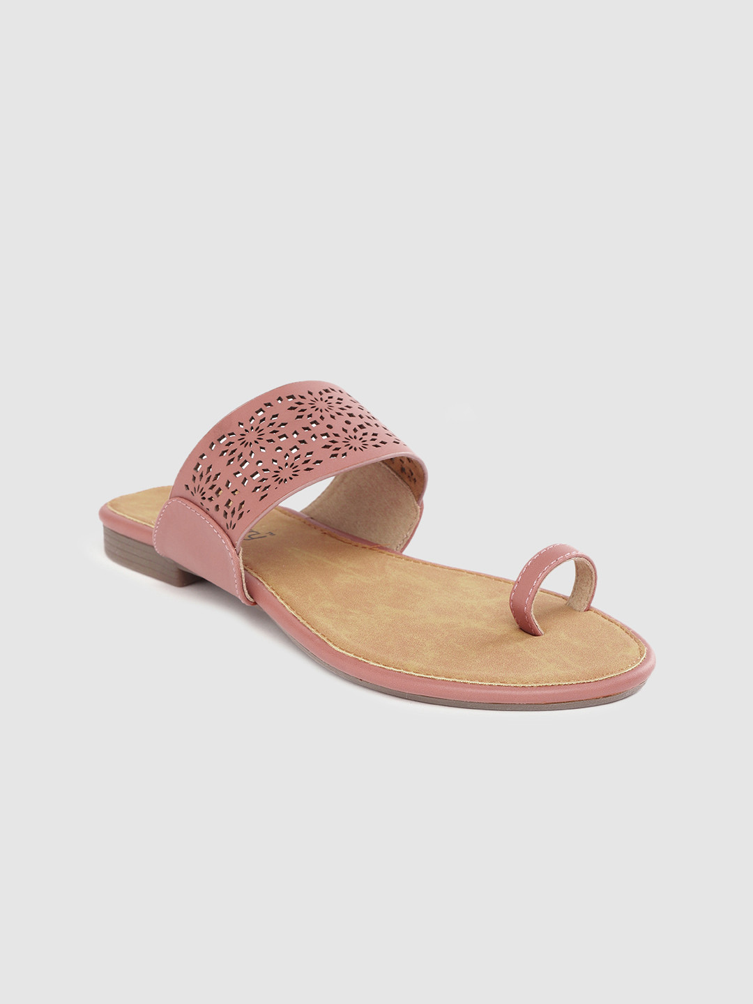 

DressBerry Women Pink Laser Cut One Toe Flats