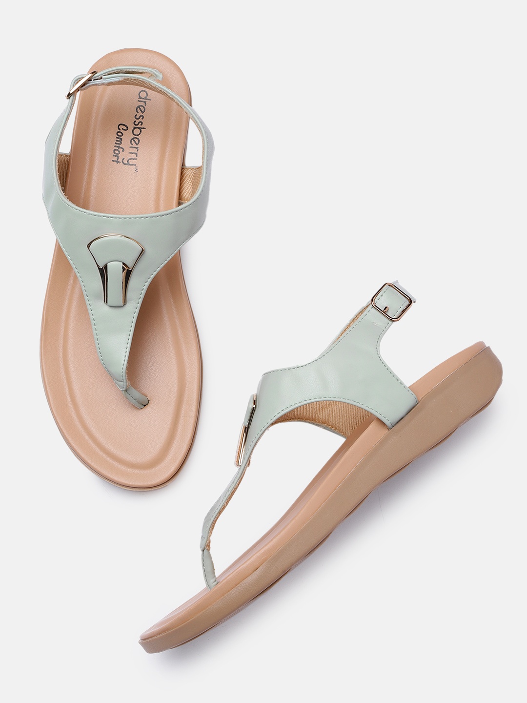 

DressBerry Women Green T-Strap Flats