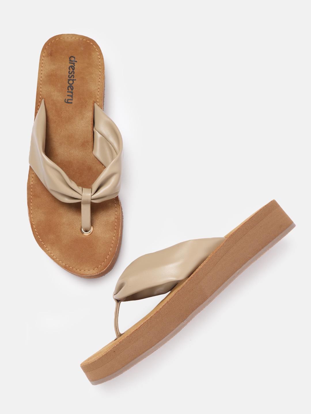 

DressBerry Beige Solid Flatform Heels