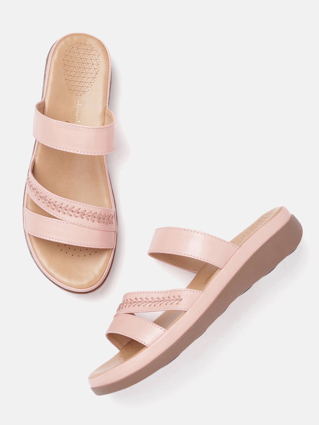 

DressBerry Women Peach-Coloured Open Toe Flats with Embroidered Detail