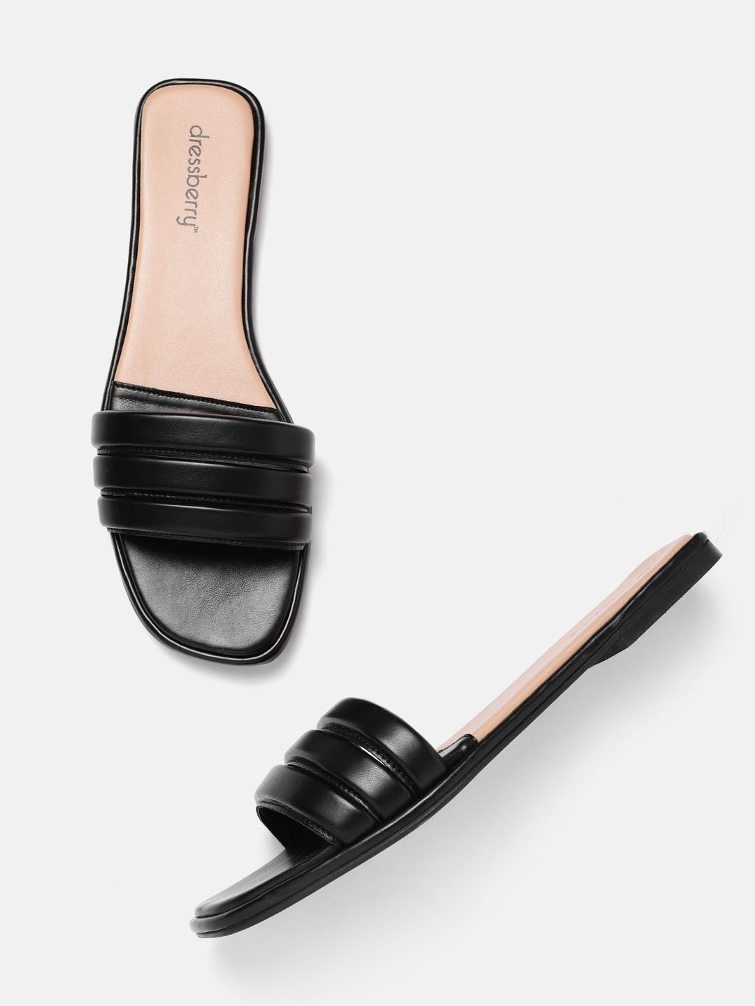 

DressBerry Women Black Solid Strappy Open Toe Flats