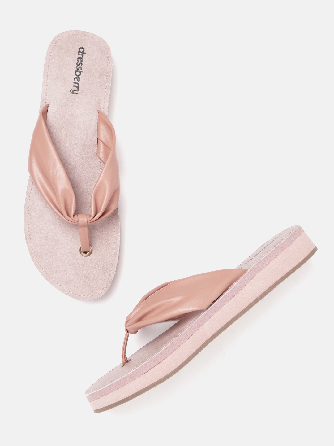 

DressBerry Women Dusty Rose Pink Solid Open Toe Flats