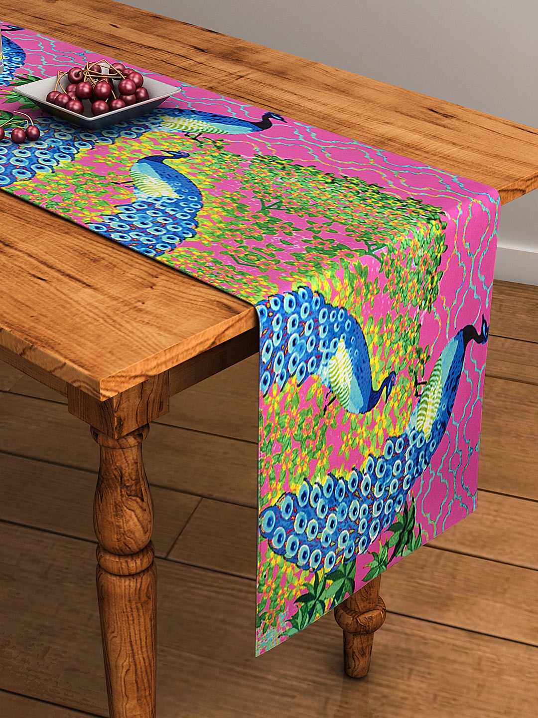 

SEJ by Nisha Gupta Purple & Blue Printed Rectangular 13" x 48" Cotton Table Runner
