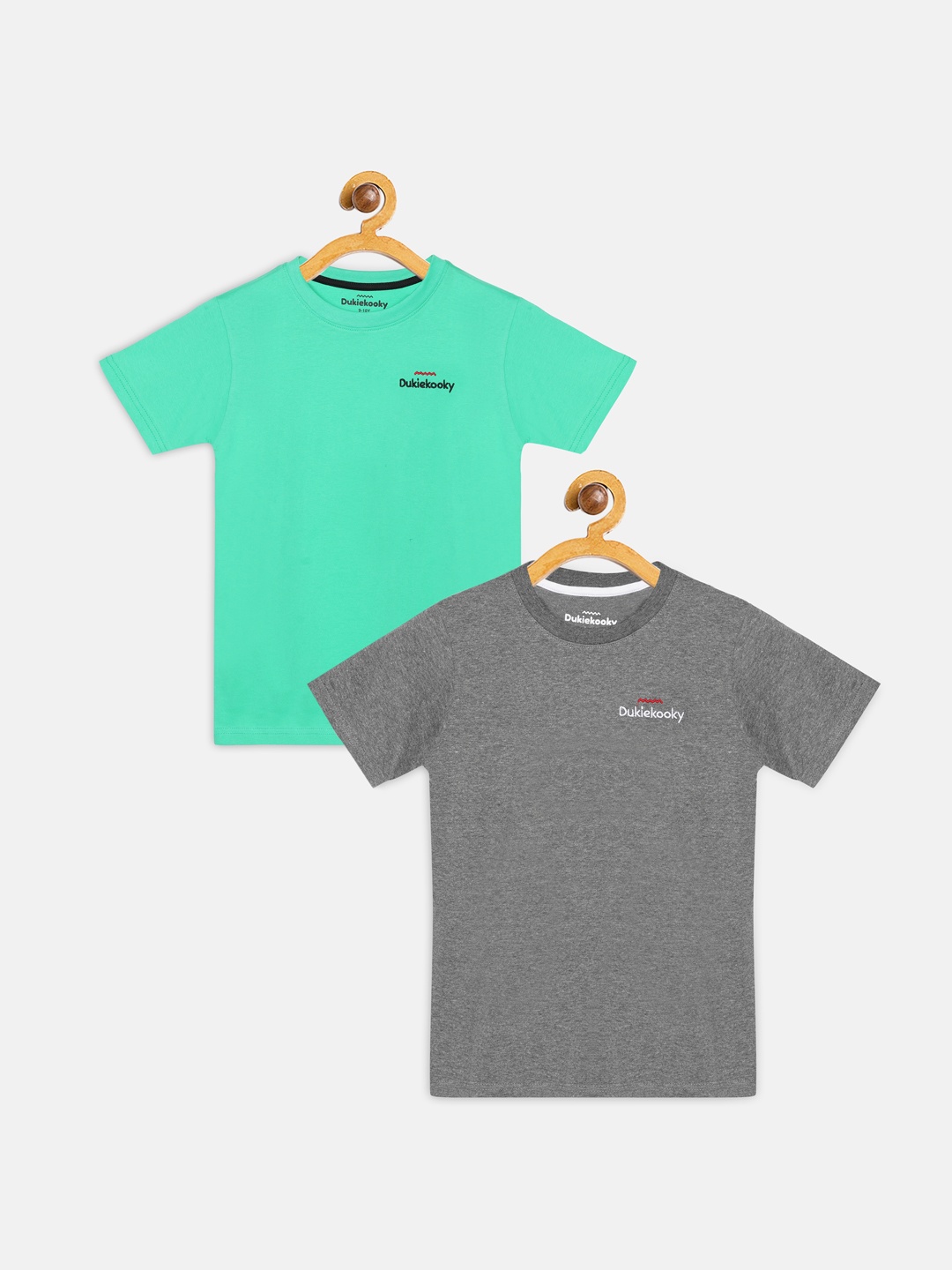 

DukieKooky Boys Pack of 2 Solid Round Neck Cotton Pure Cotton T-shirts, Grey
