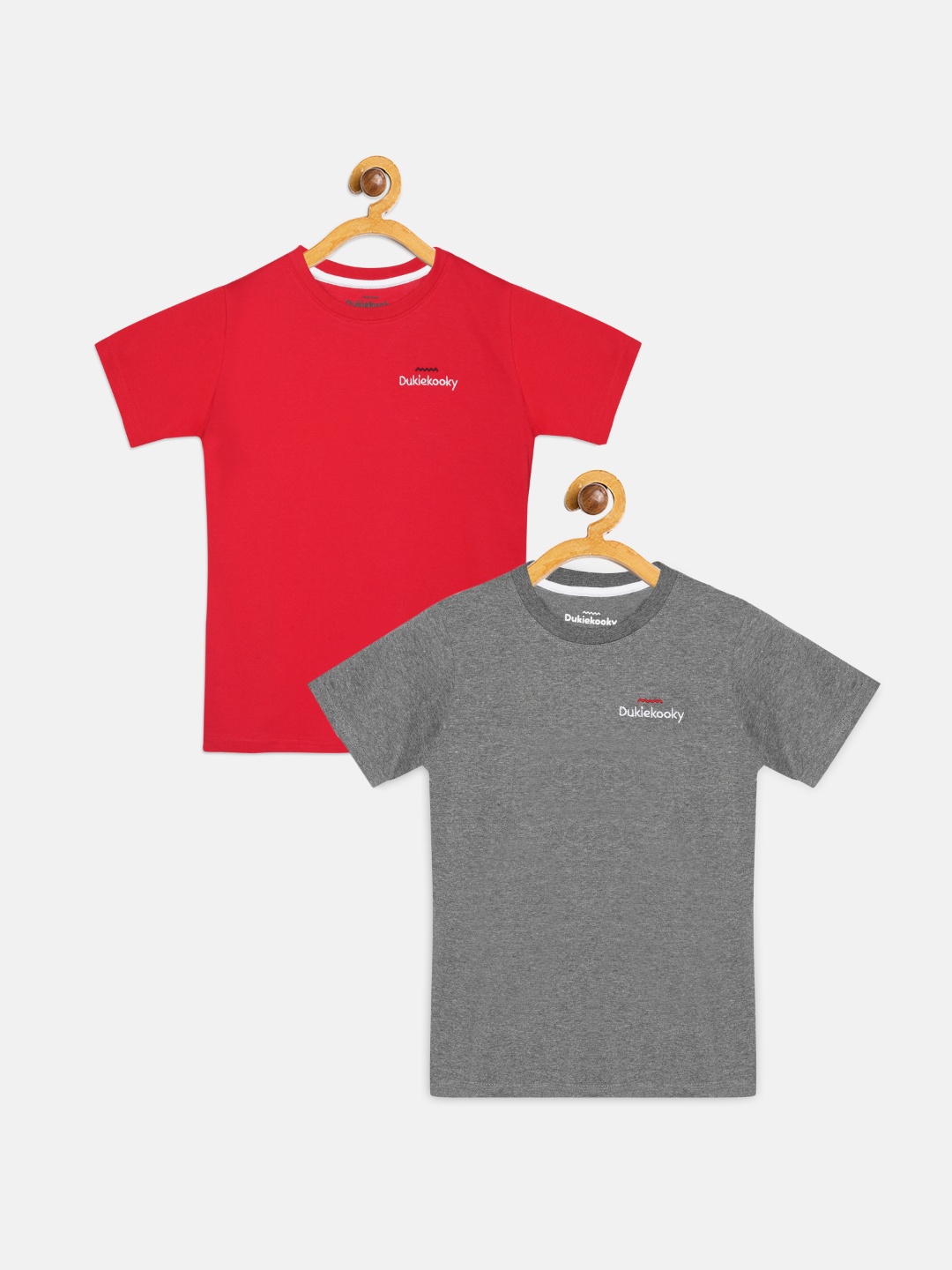 

DukieKooky Boys Multicoloured Set of 2 Solid Round Neck T-shirt, Multi