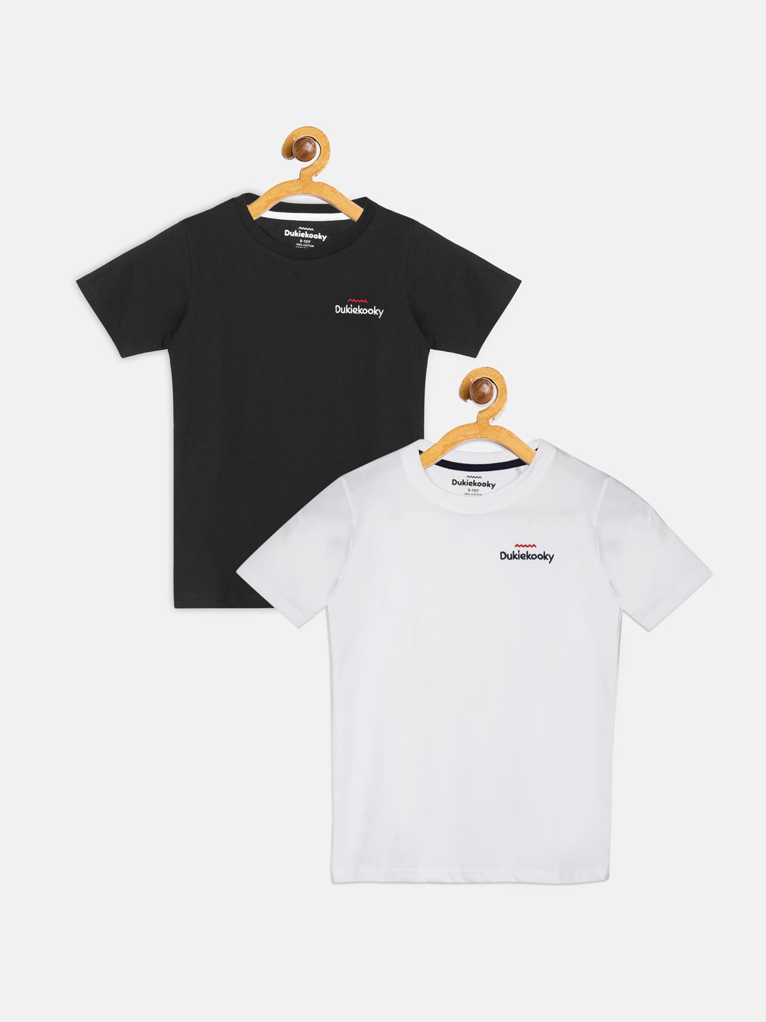 

DukieKooky Boys Pack of 2 Solid Round Neck T-shirts, Black