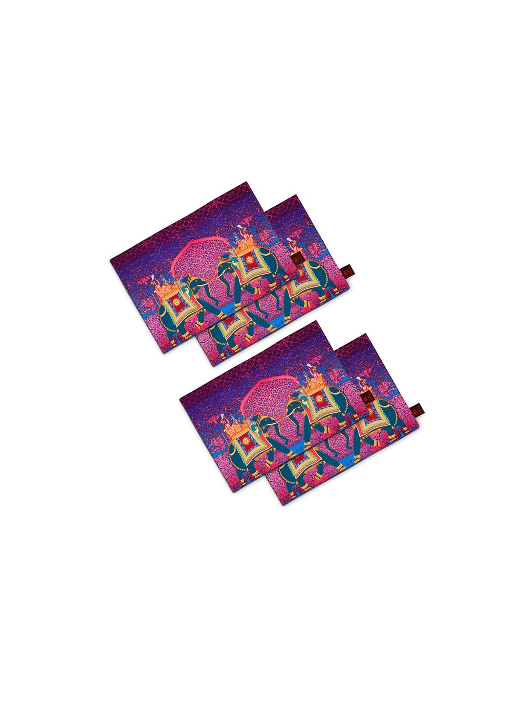 

SEJ by Nisha Gupta Purple & Pink Set of 4 Printed Table Mats