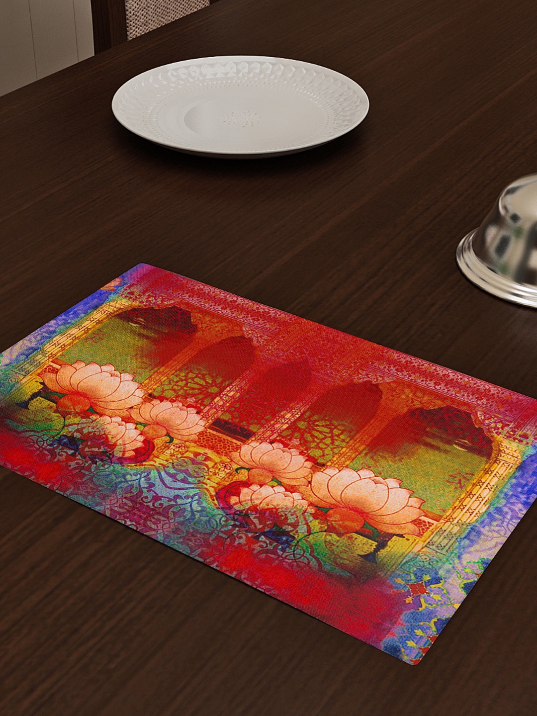 

SEJ by Nisha Gupta Red Set of 4 Printed Table Placemats