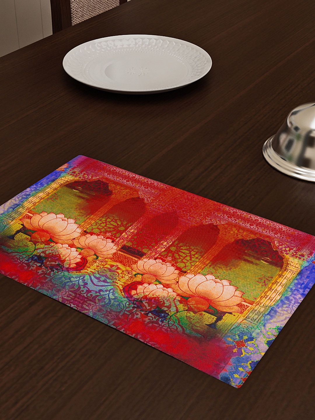 

SEJ by Nisha Gupta Red Set of 6 Printed Table Placemats