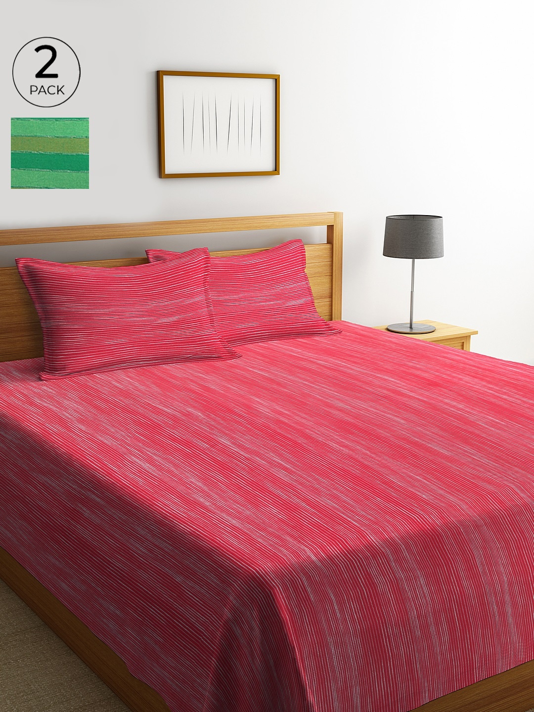 

Klotthe Set of 2 Wooven Design Double Bed Cover with 4 Pillow Covers, Multi