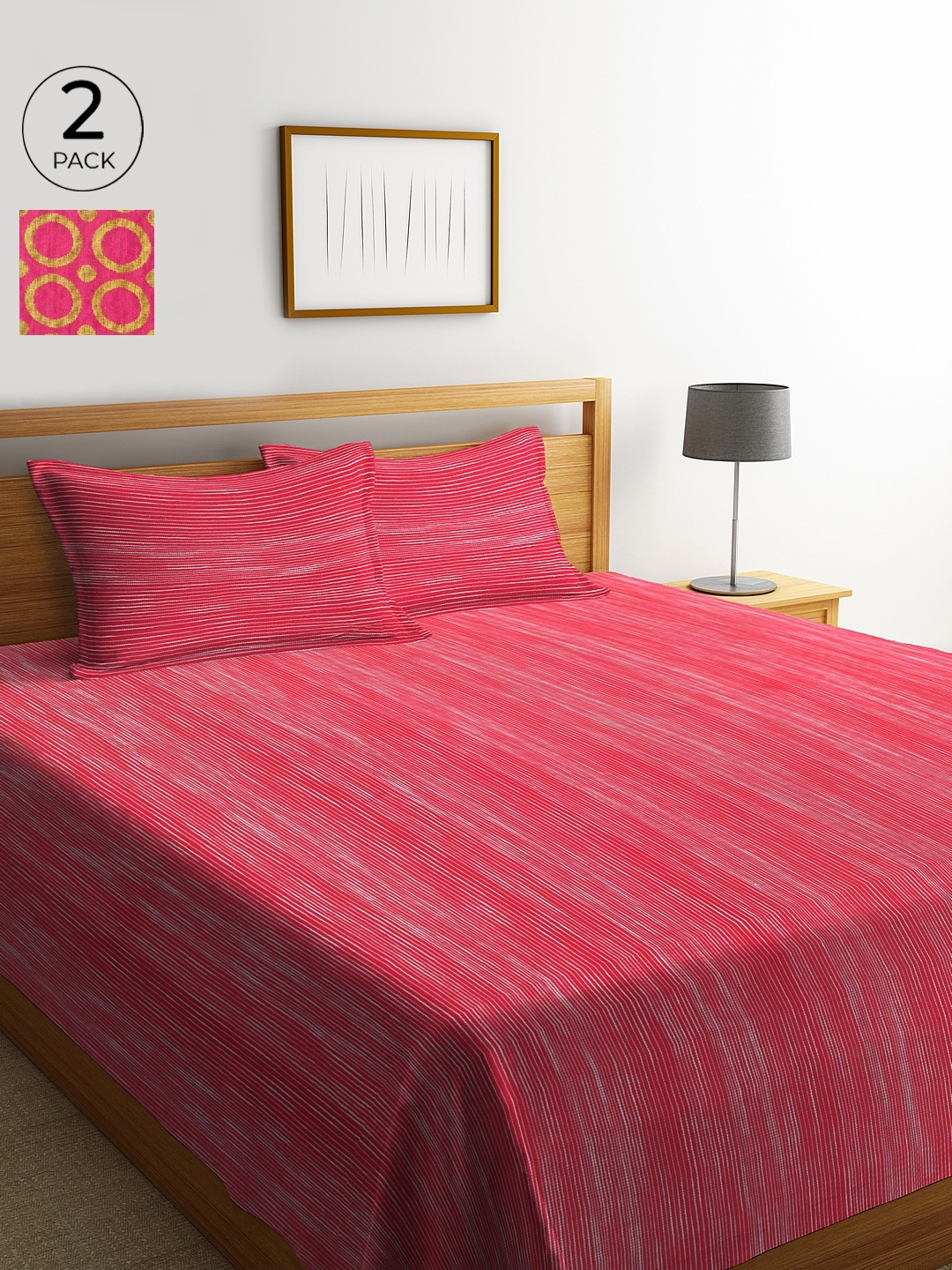 

Klotthe Set of 2 Wooven Design Double Bed Cover with 4 Pillow Covers, Multi