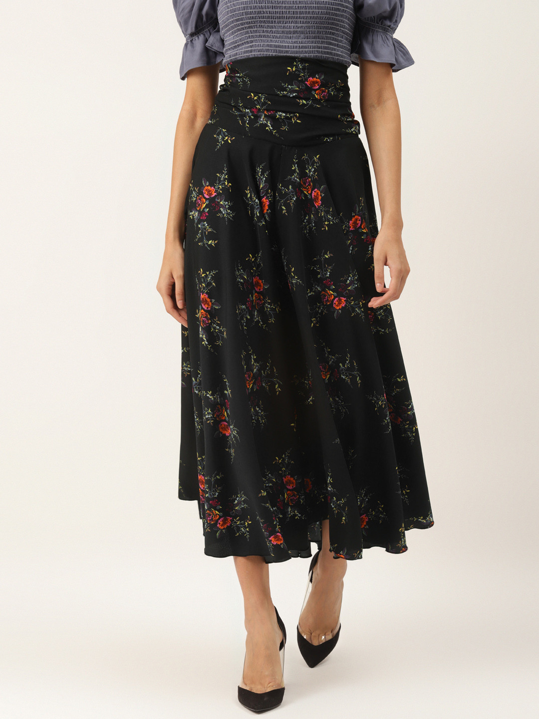 

Trend Arrest Women Black & Red Printed Flared Palazzos
