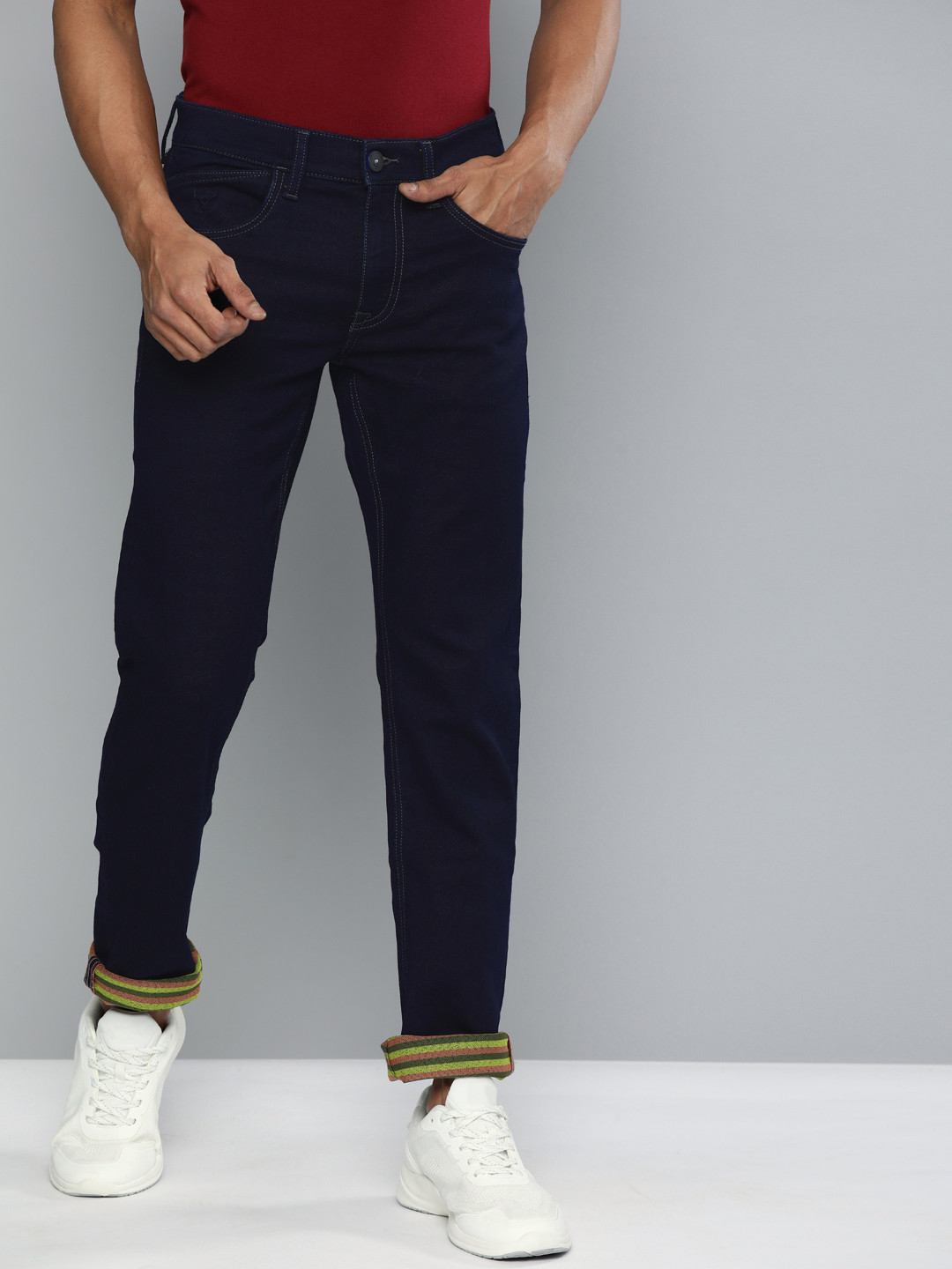 

American Bull Men Blue Slim Fit Mid-Rise Clean Look Stretchable Jeans