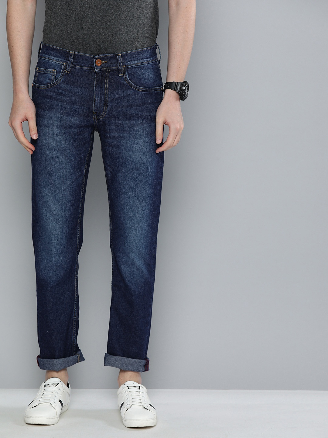 

American Bull Men Blue Slim Fit Mid-Rise Clean Look Stretchable Jeans