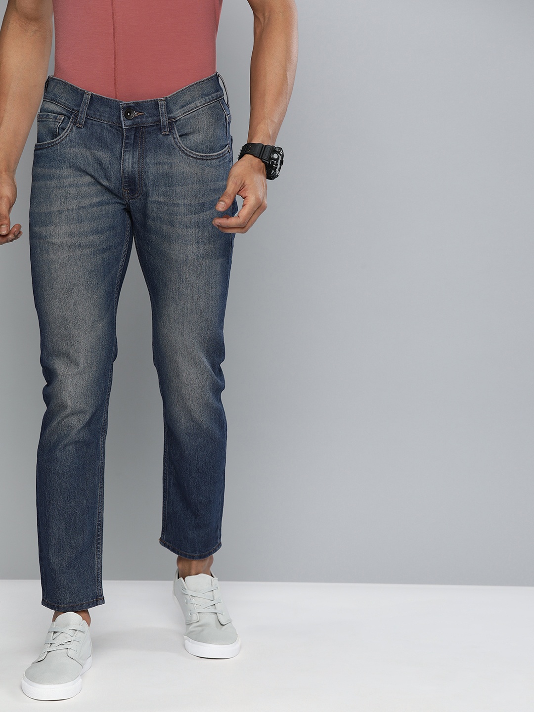 

American Bull Men Blue Slim Fit Mid-Rise Clean Look Jeans
