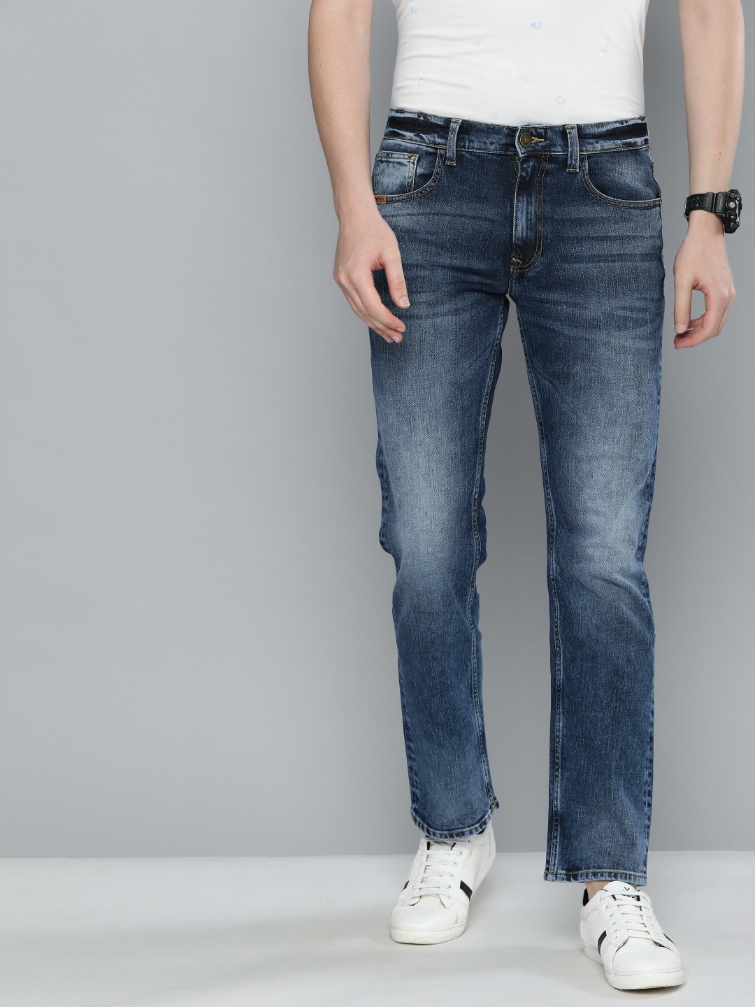 

American Bull Men Blue Regular Fit Mid-Rise Clean Look Stretchable Jeans