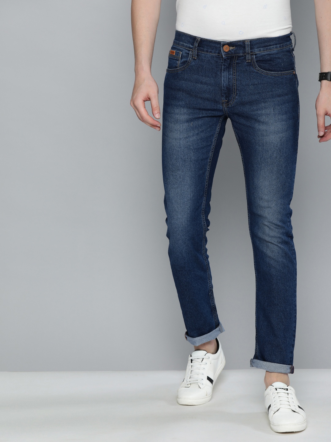 

American Bull Men Blue Slim Fit Mid-Rise Clean Look Stretchable Jeans
