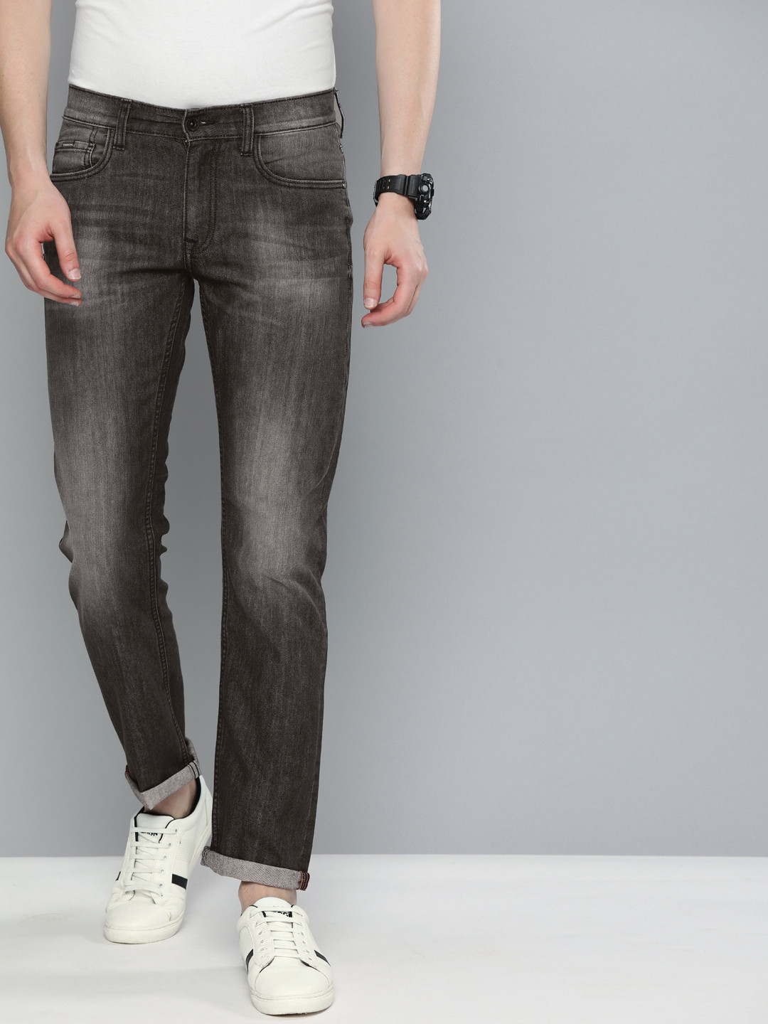 

American Bull Men Black Slim Fit Mid-Rise Clean Look Stretchable Jeans
