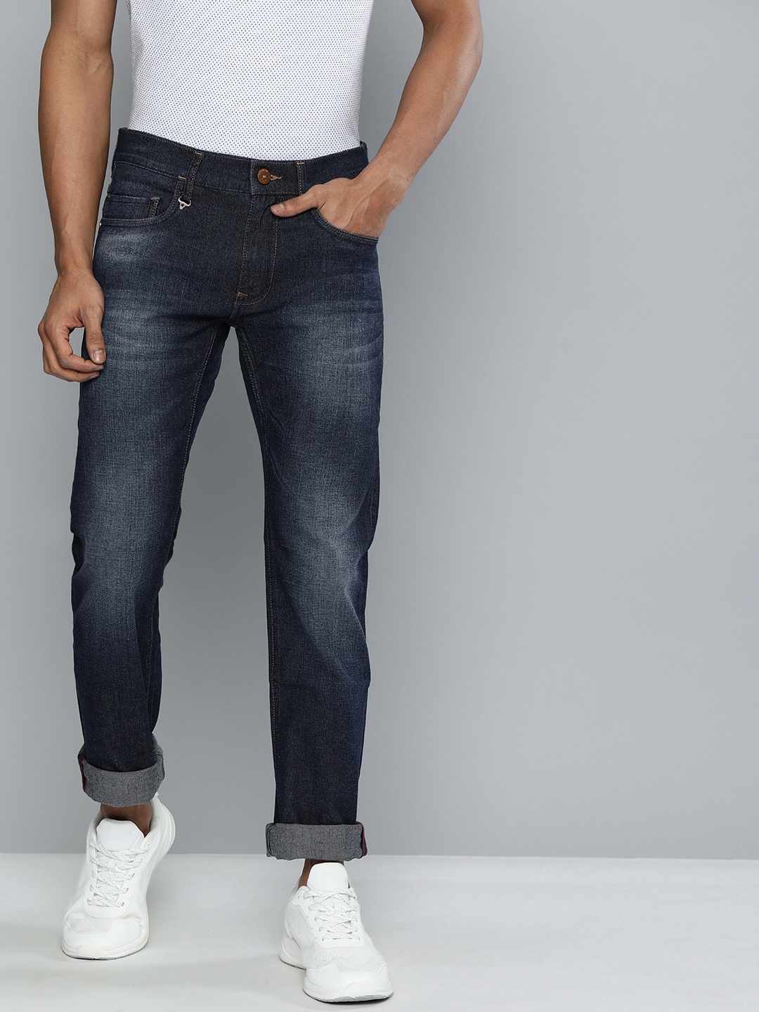 

American Bull Men Blue Slim Fit Mid-Rise Clean Look Stretchable Jeans