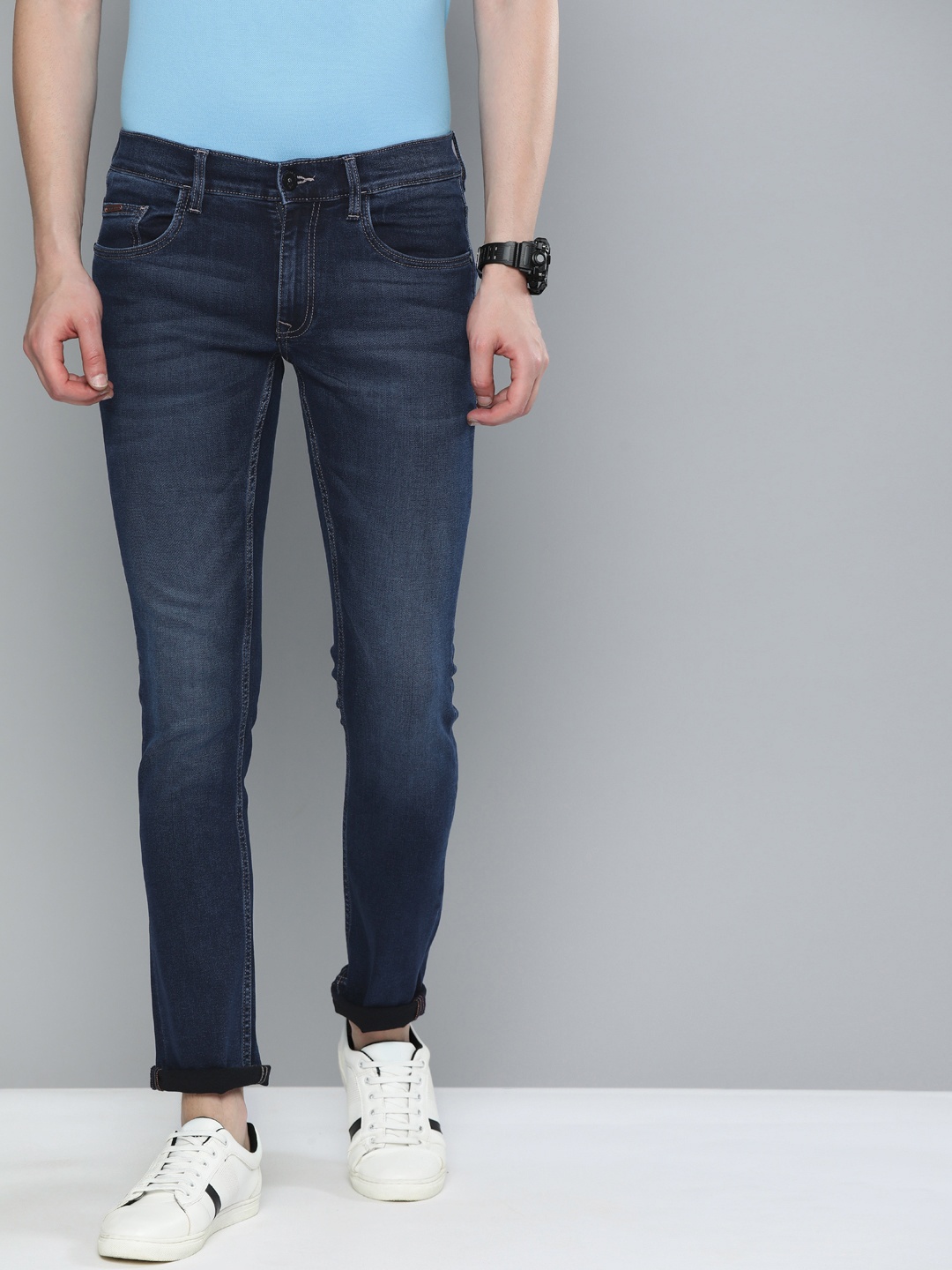 

American Bull Men Blue Skinny Fit Mid-Rise Clean Look Stretchable Jeans