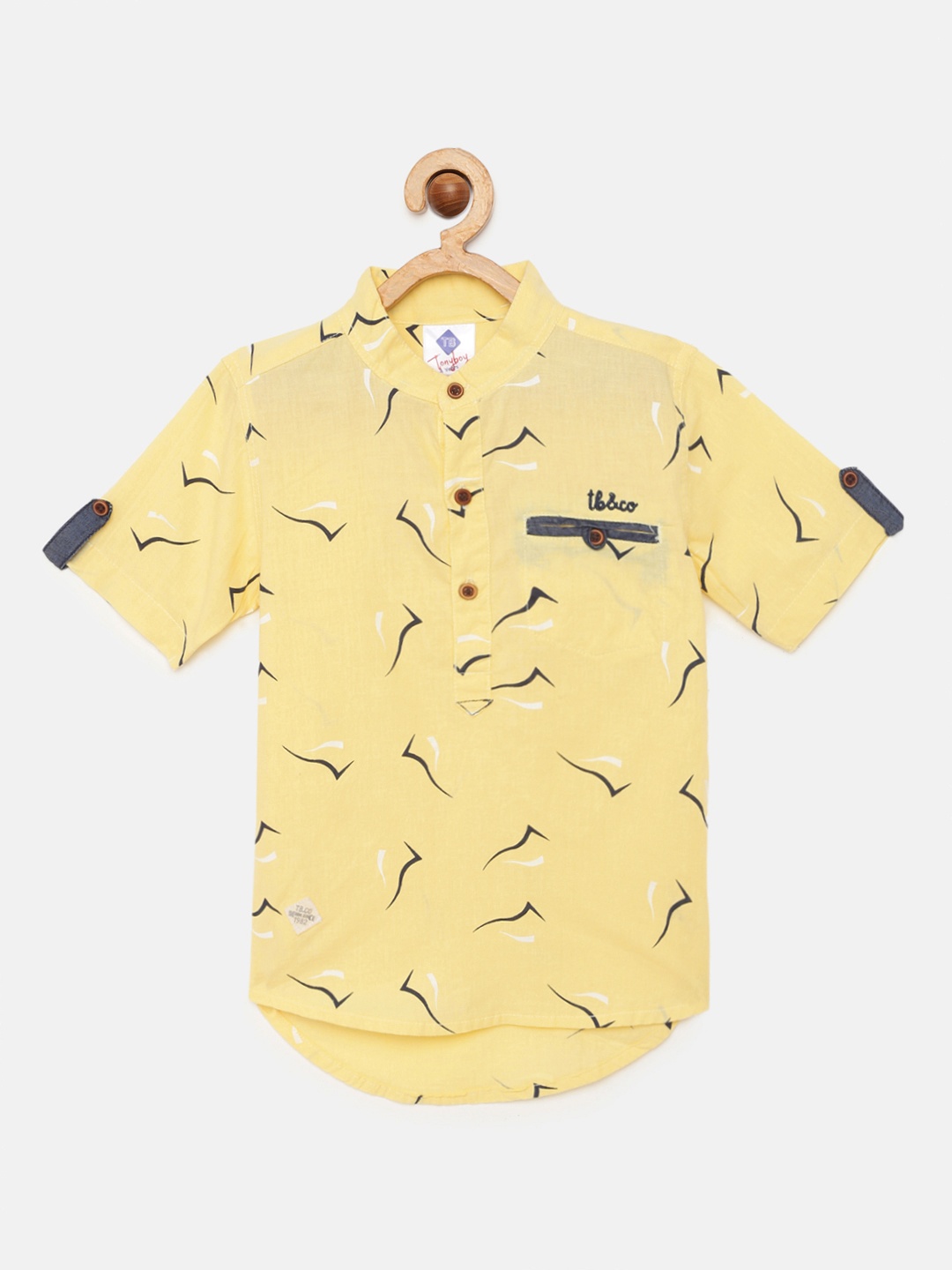 

TONYBOY Boys Yellow Pure Cotton Premium Regular Fit Printed Casual Shirt