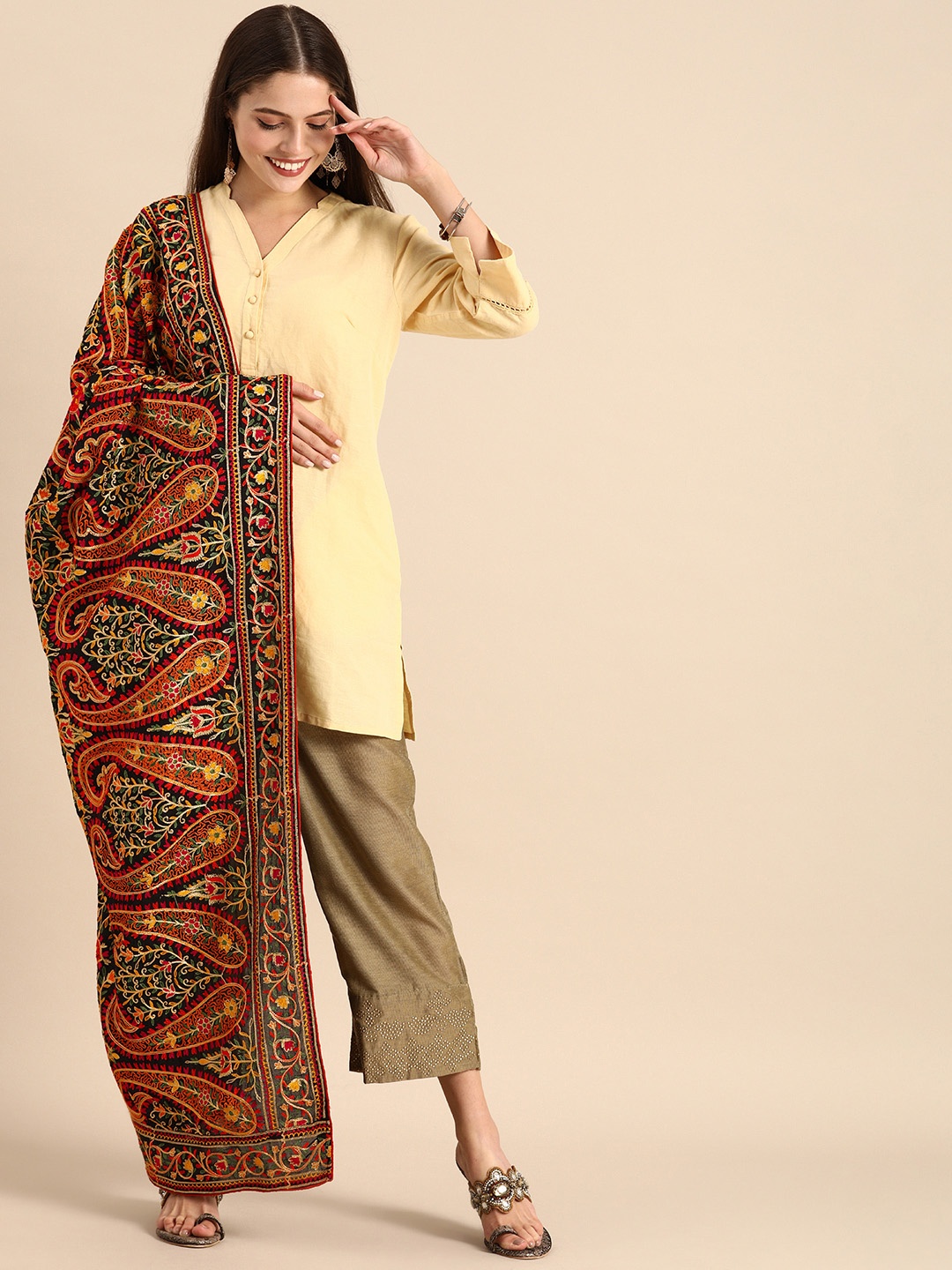 

VASTRANAND Multicoloured Embroidered Dupatta, Multi