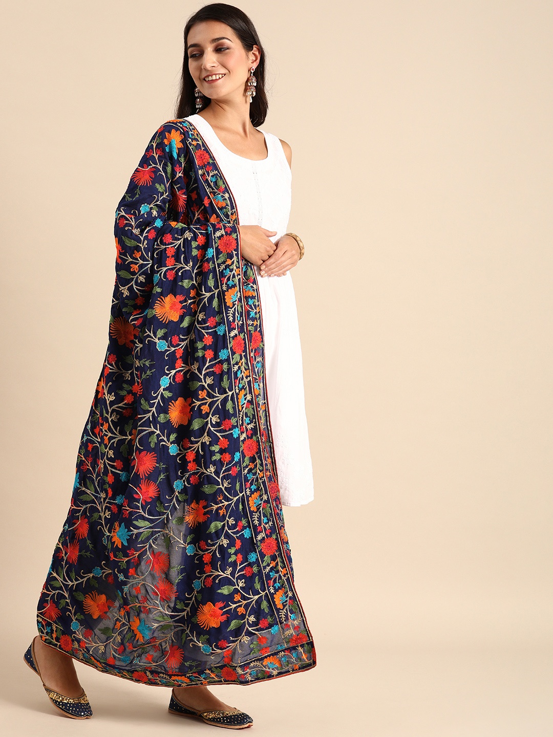 

VASTRANAND Multicoloured Embroidered Dupatta, Multi